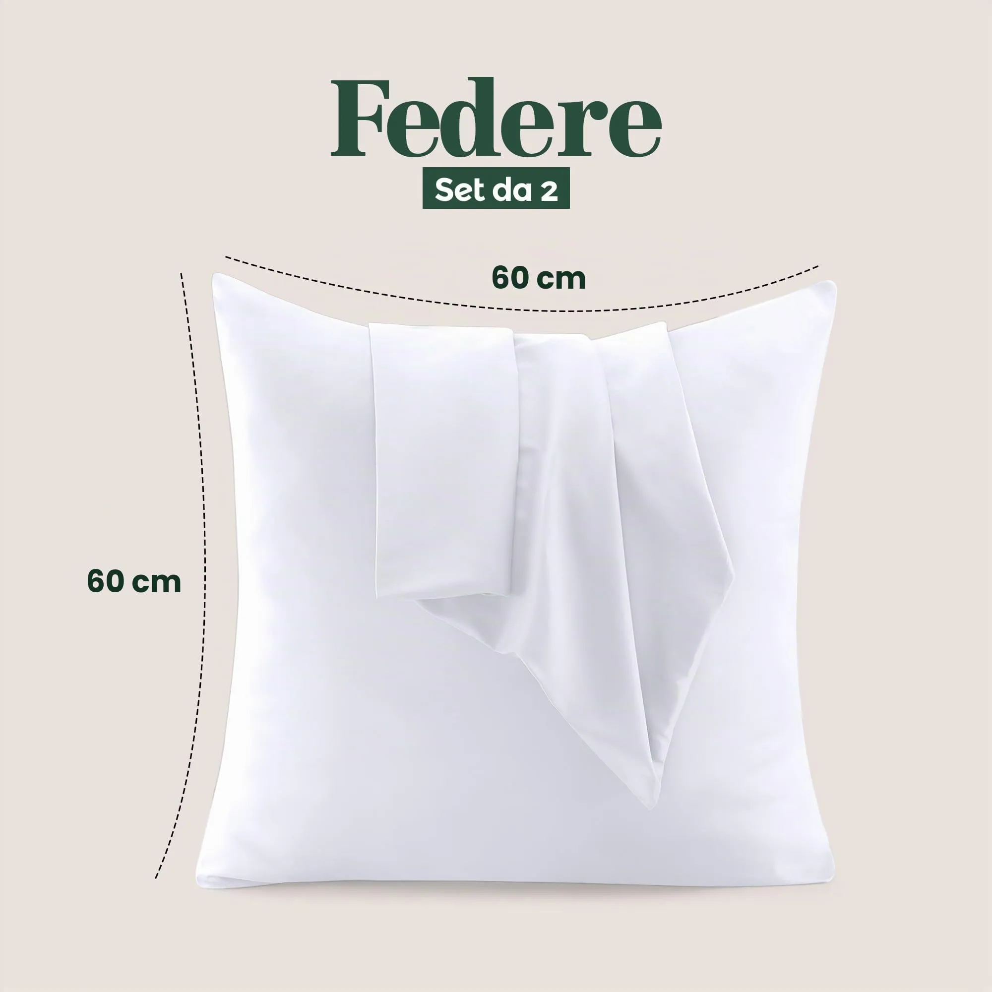 Utopia Bedding Set di 2 Copricuscino, 60 x 60 cm, Bianco - immagine 2