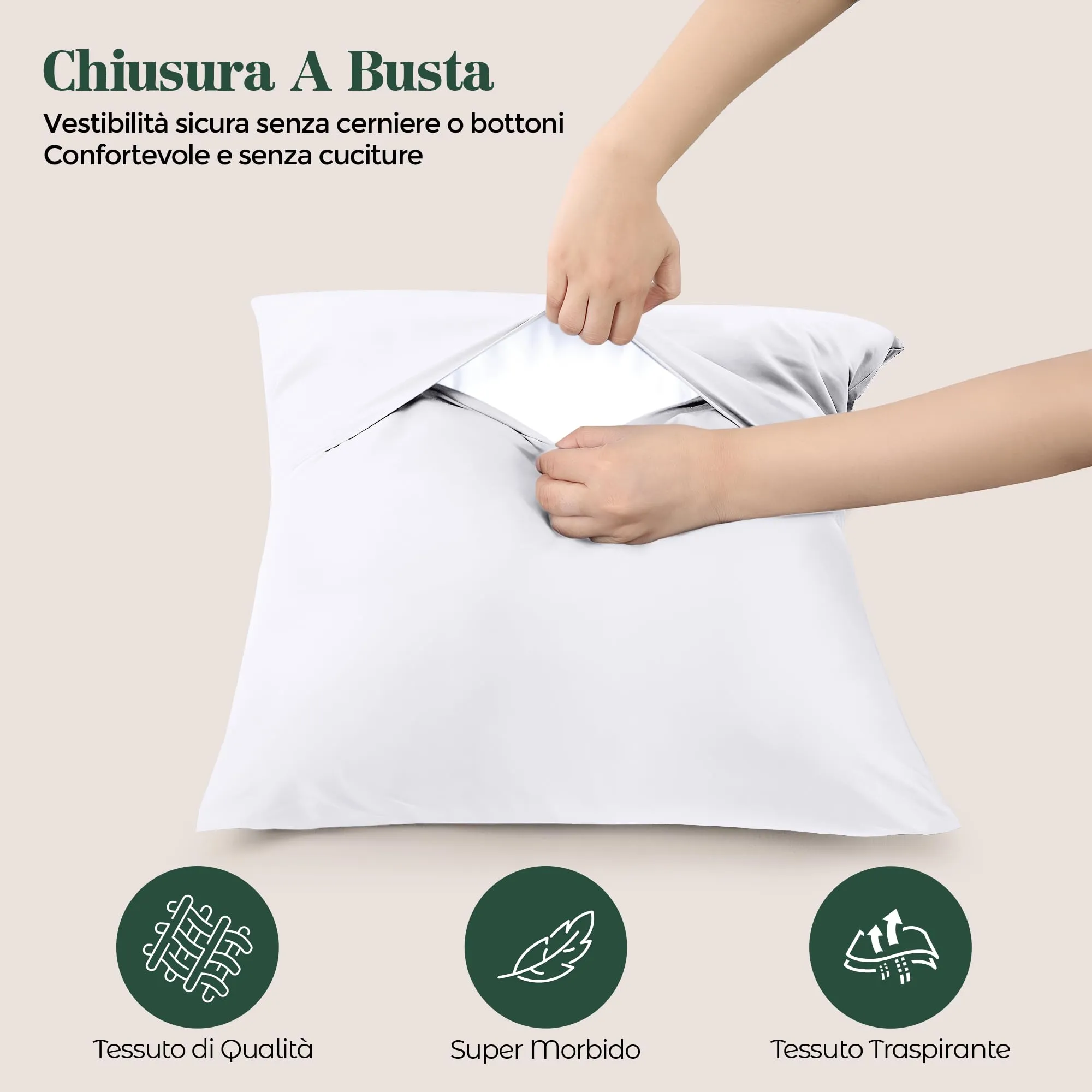 Utopia Bedding Set di 2 Copricuscino, 60 x 60 cm, Bianco - immagine 3