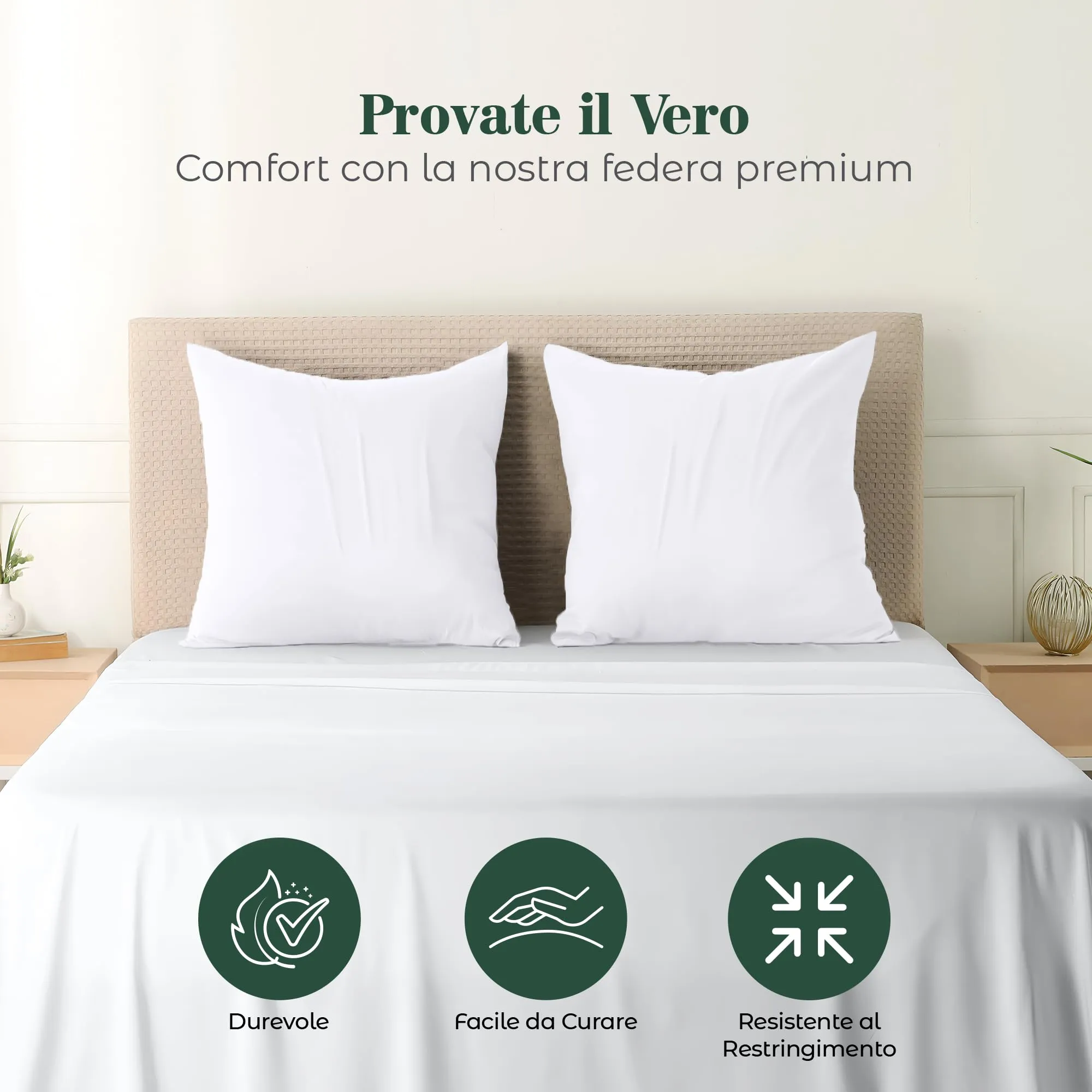 Utopia Bedding Set di 2 Copricuscino, 60 x 60 cm, Bianco - immagine 5