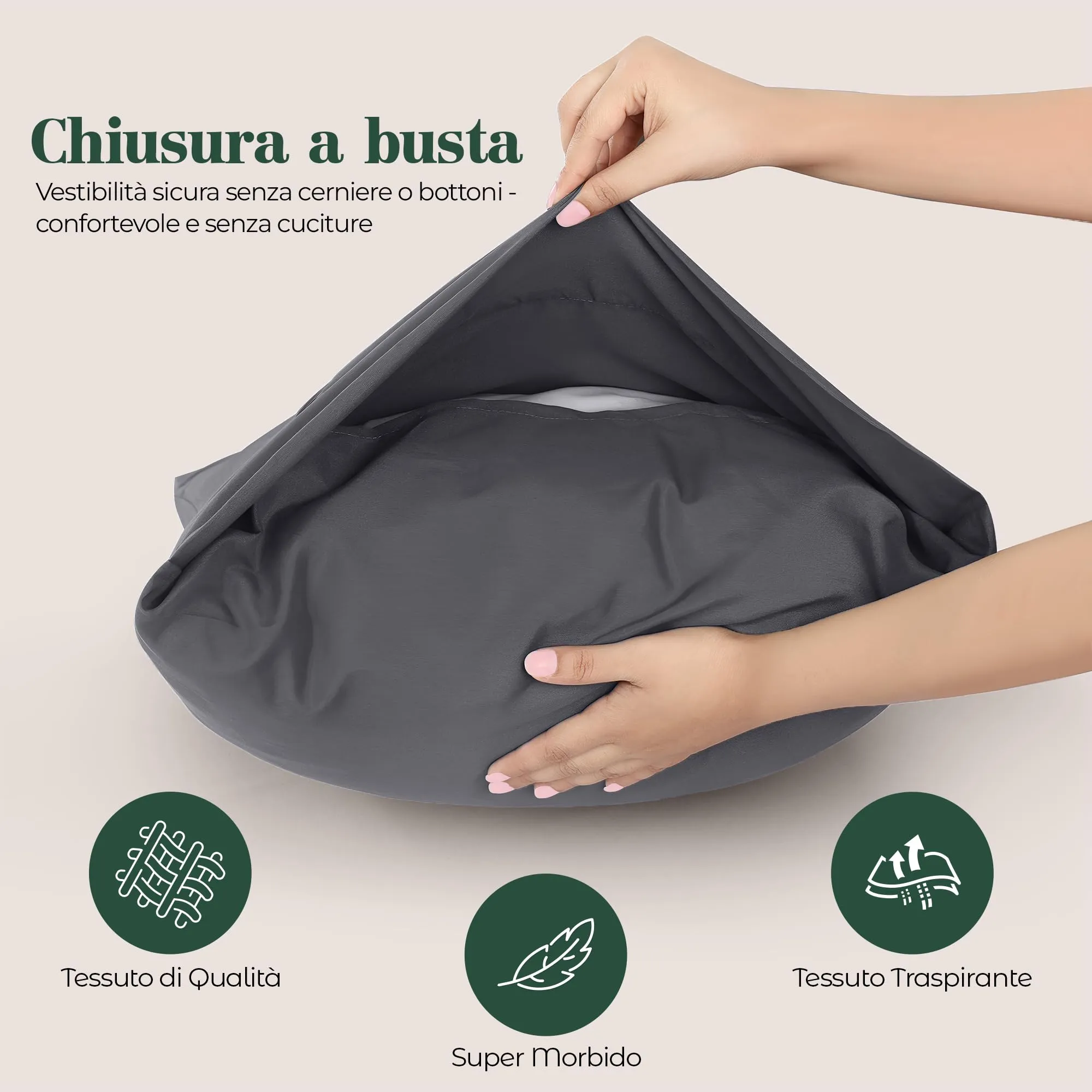 Utopia Bedding Set di 2 Copricuscino - 40 x 80 cm - Grigio - immagine 3