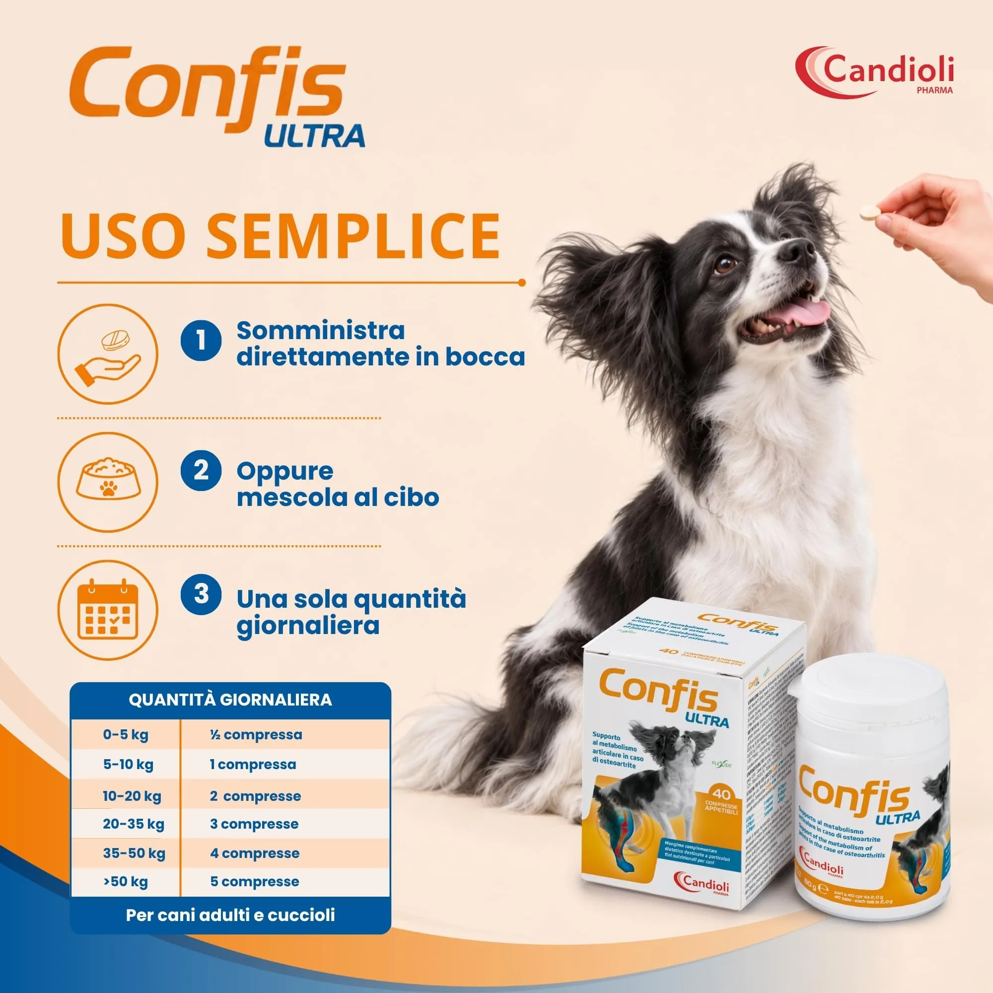 Candioli Confis Ultra per Articolazioni Cane, 40 Compresse - immagine 5