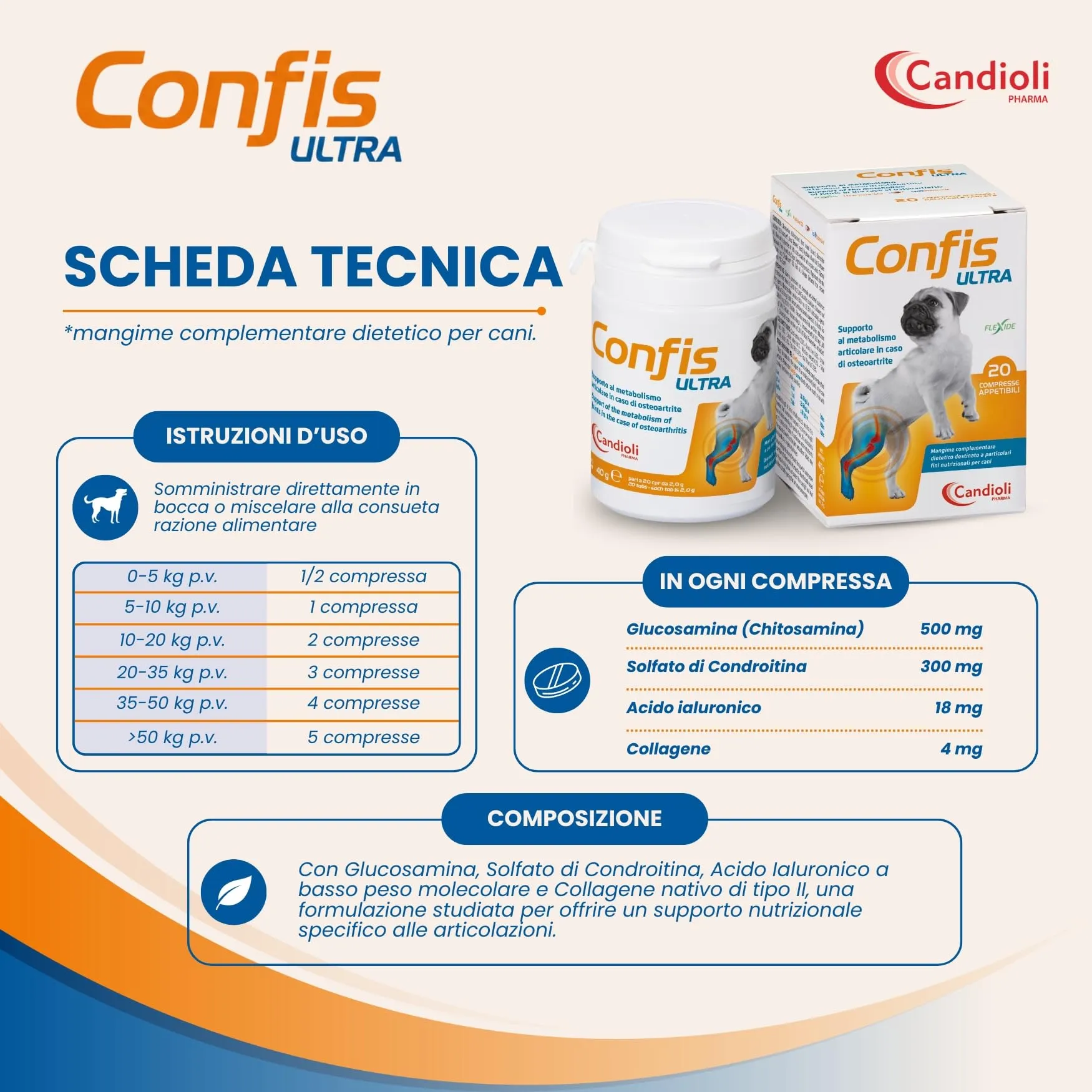 Candioli Confis Ultra per Articolazioni Cane, 20 Compresse - immagine 6
