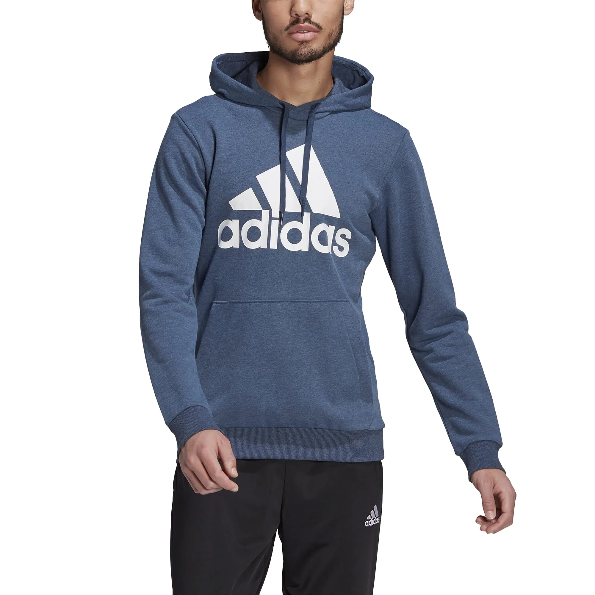 adidas Men's BL French Terry Hoodie - Crew Navy Melange/White, Small - immagine 2