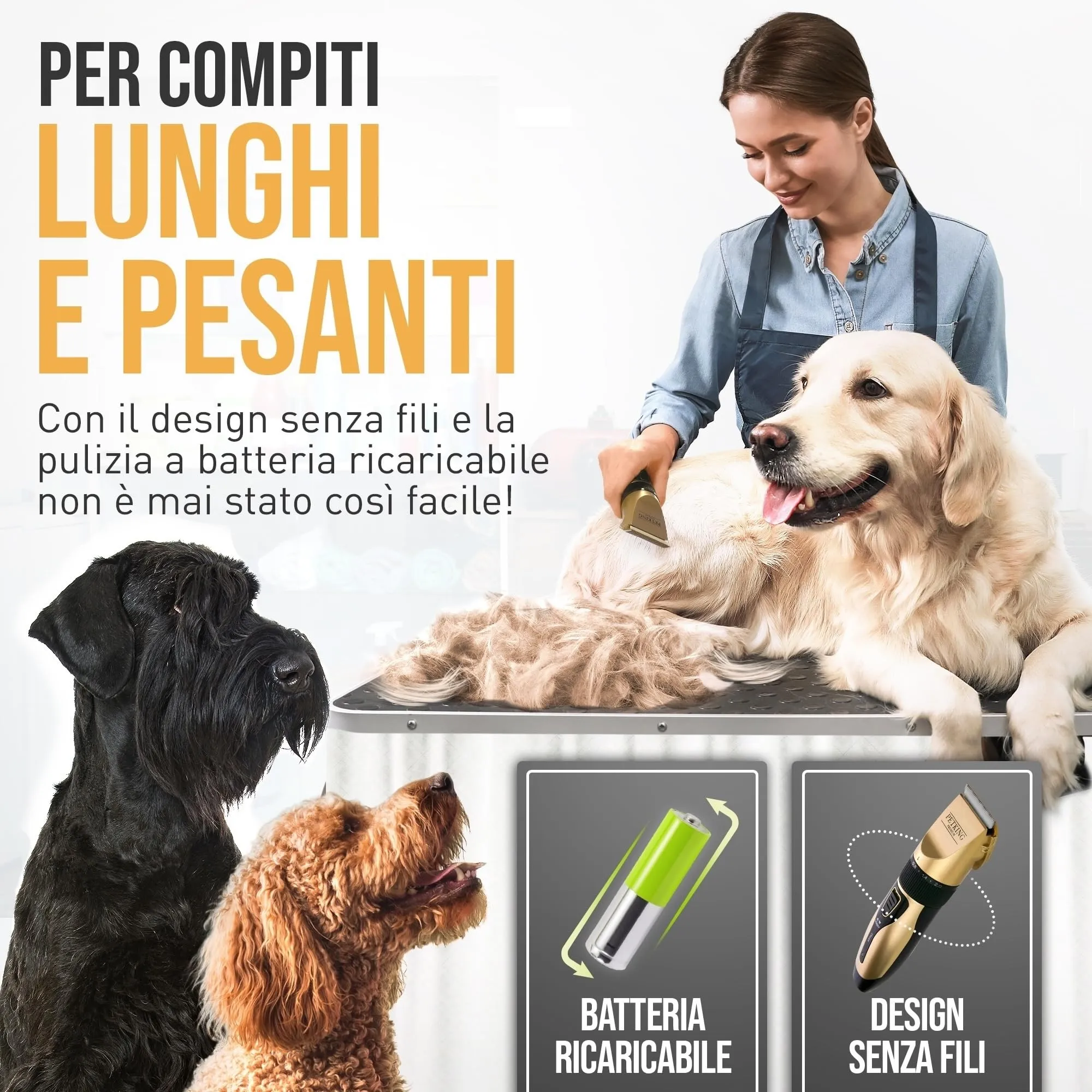 PetKing Premium Tosatrice Cani Senza Fili Silenziosa Kit Toelettatura - immagine 3