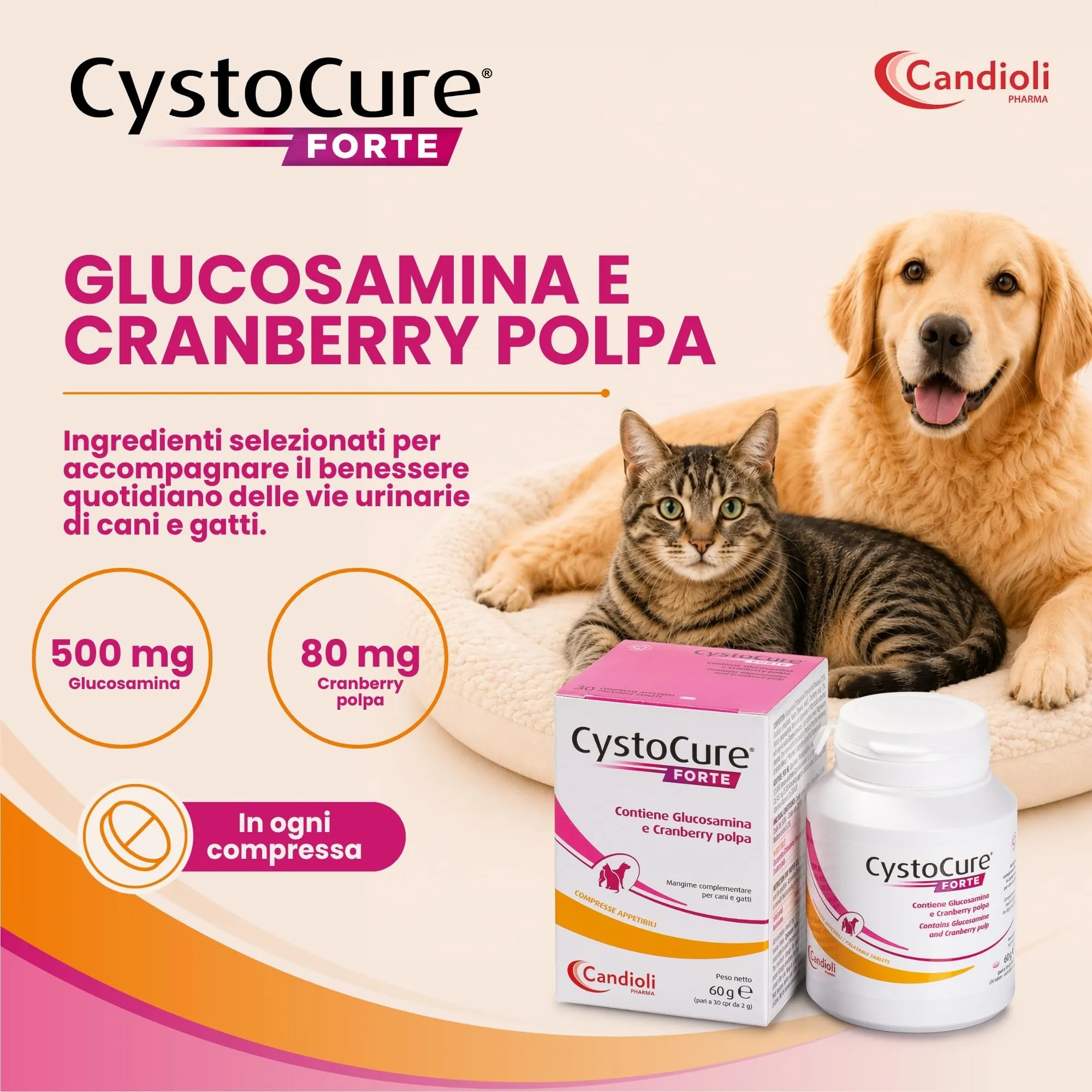 Candioli Cystocure Forte per Cane e Gatto, 30 Compresse - immagine 3