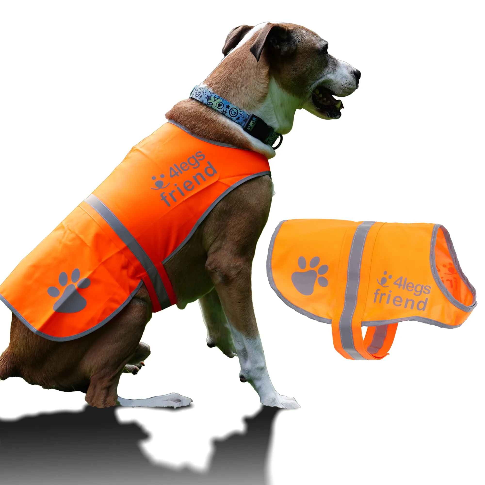 4LegsFriend Gilet Riflettente di Sicurezza per Cani, Arancione, Taglia Medium - immagine 2
