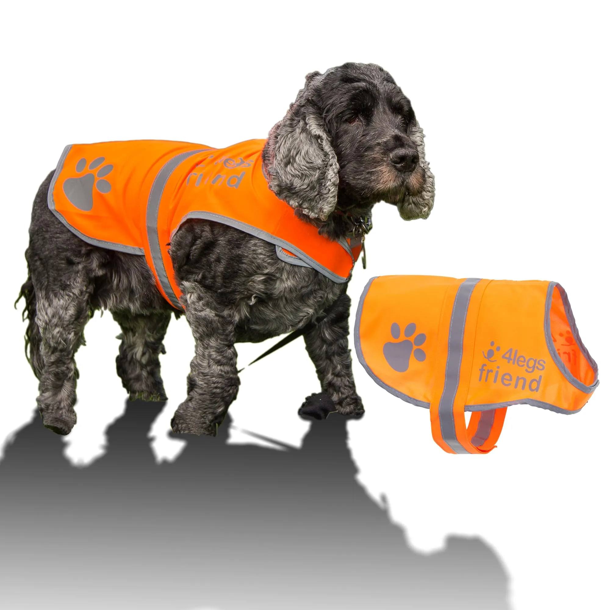 4LegsFriend Gilet Riflettente di Sicurezza per Cani, Arancione, Taglia Medium - immagine 4