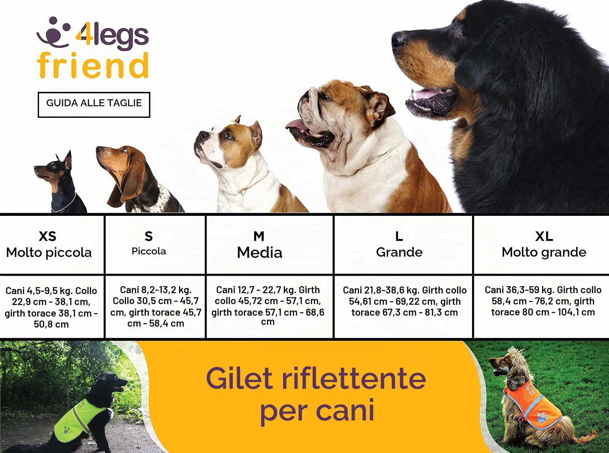 4LegsFriend Gilet Riflettente di Sicurezza per Cani, Arancione, Taglia Medium - immagine 6