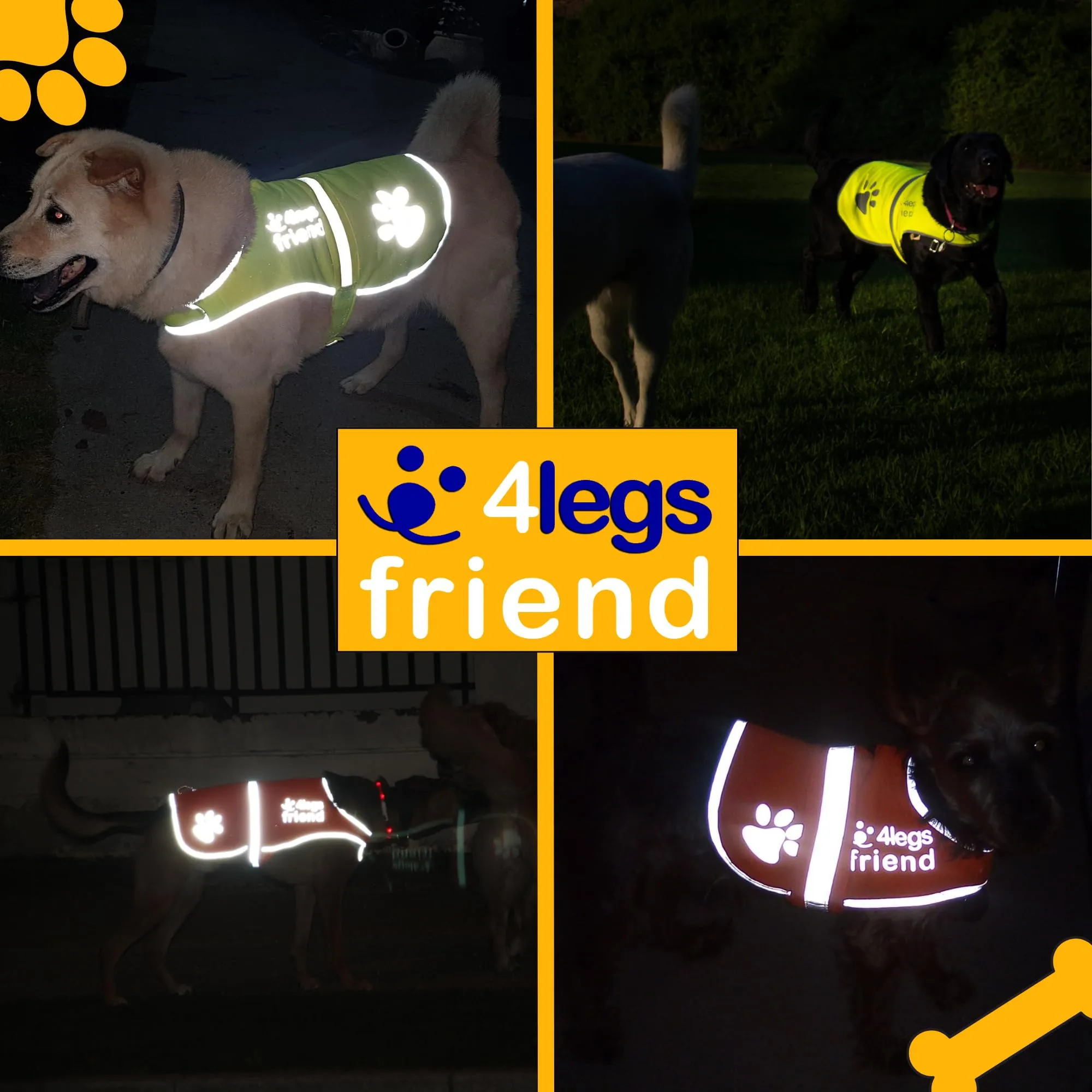 4LegsFriend Gilet Riflettente di Sicurezza per Cani, Arancione, Taglia Medium - immagine 8