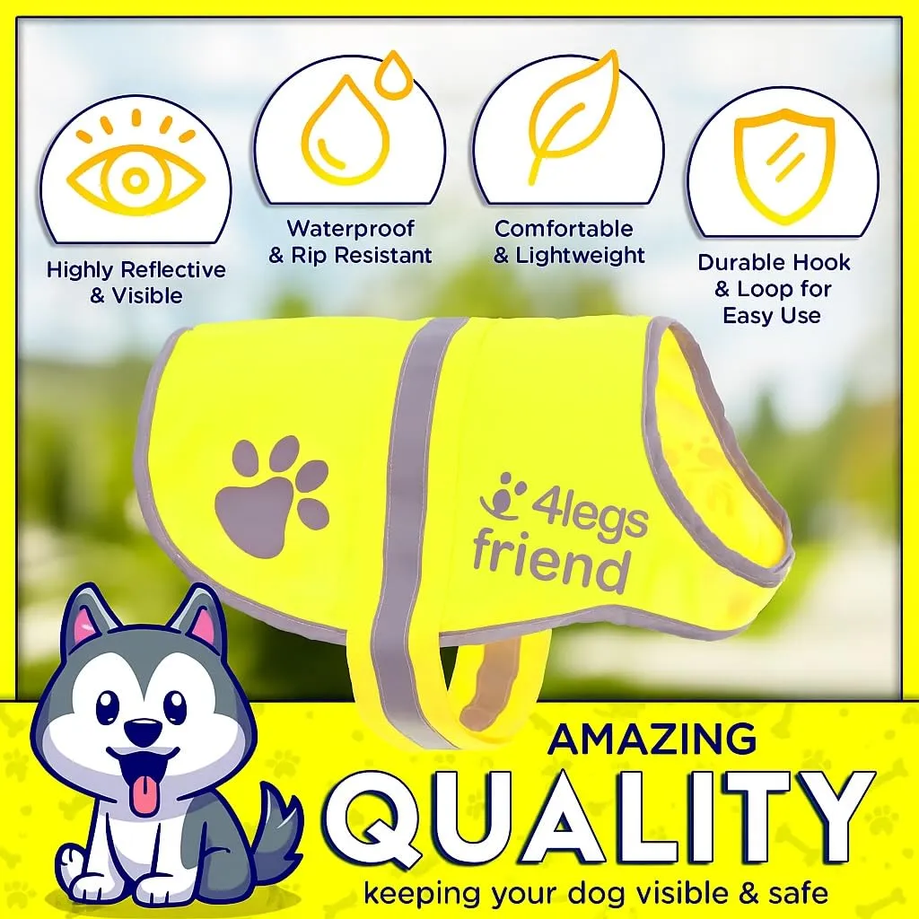 4LegsFriend Gilet riflettente per cane, Giallo, Large - immagine 2