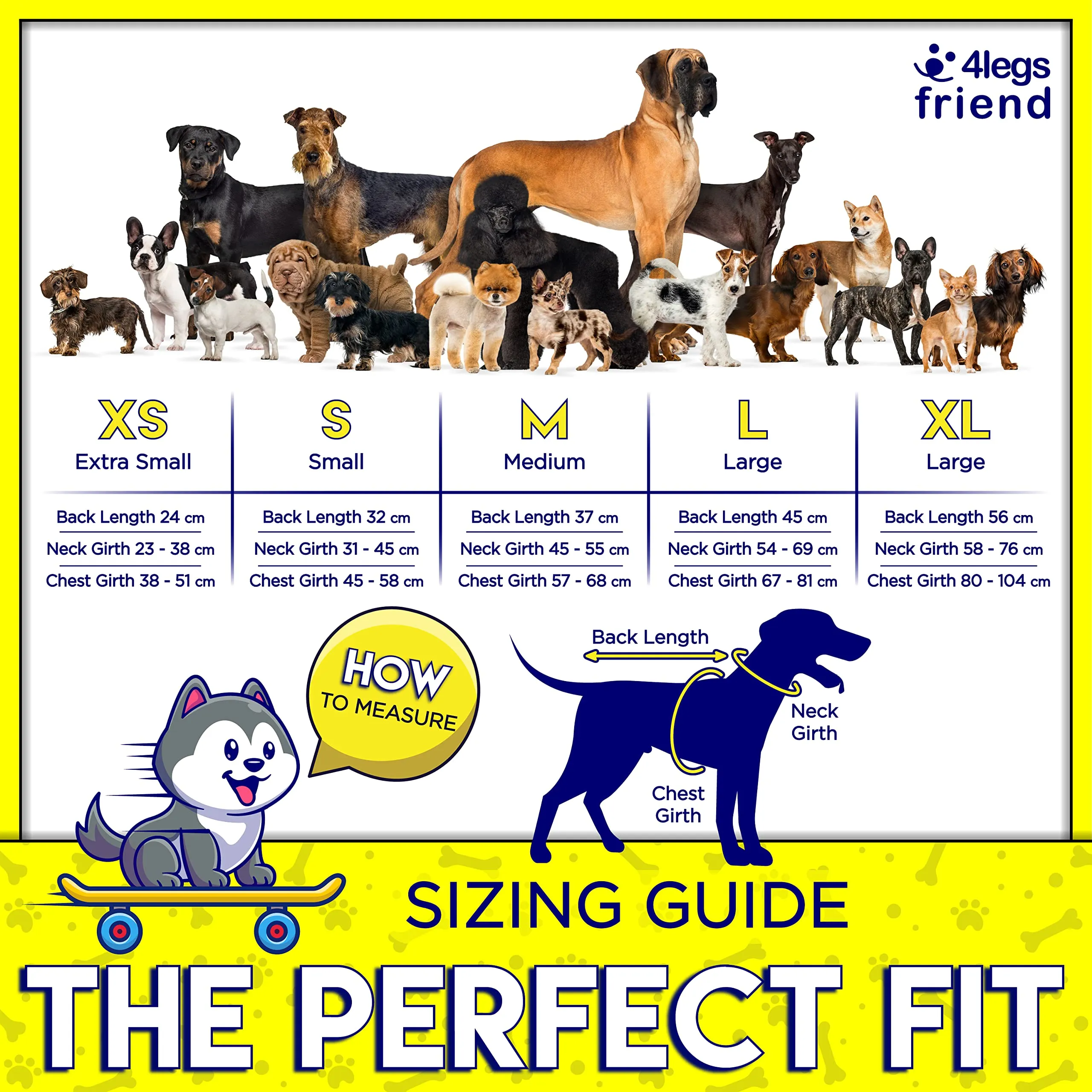 4LegsFriend Gilet riflettente per cane, Giallo, Large - immagine 3