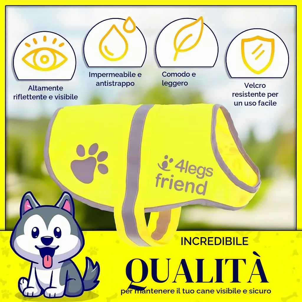 4LegsFriend Gilet riflettente per cane, Extra Small, Giallo - immagine 4