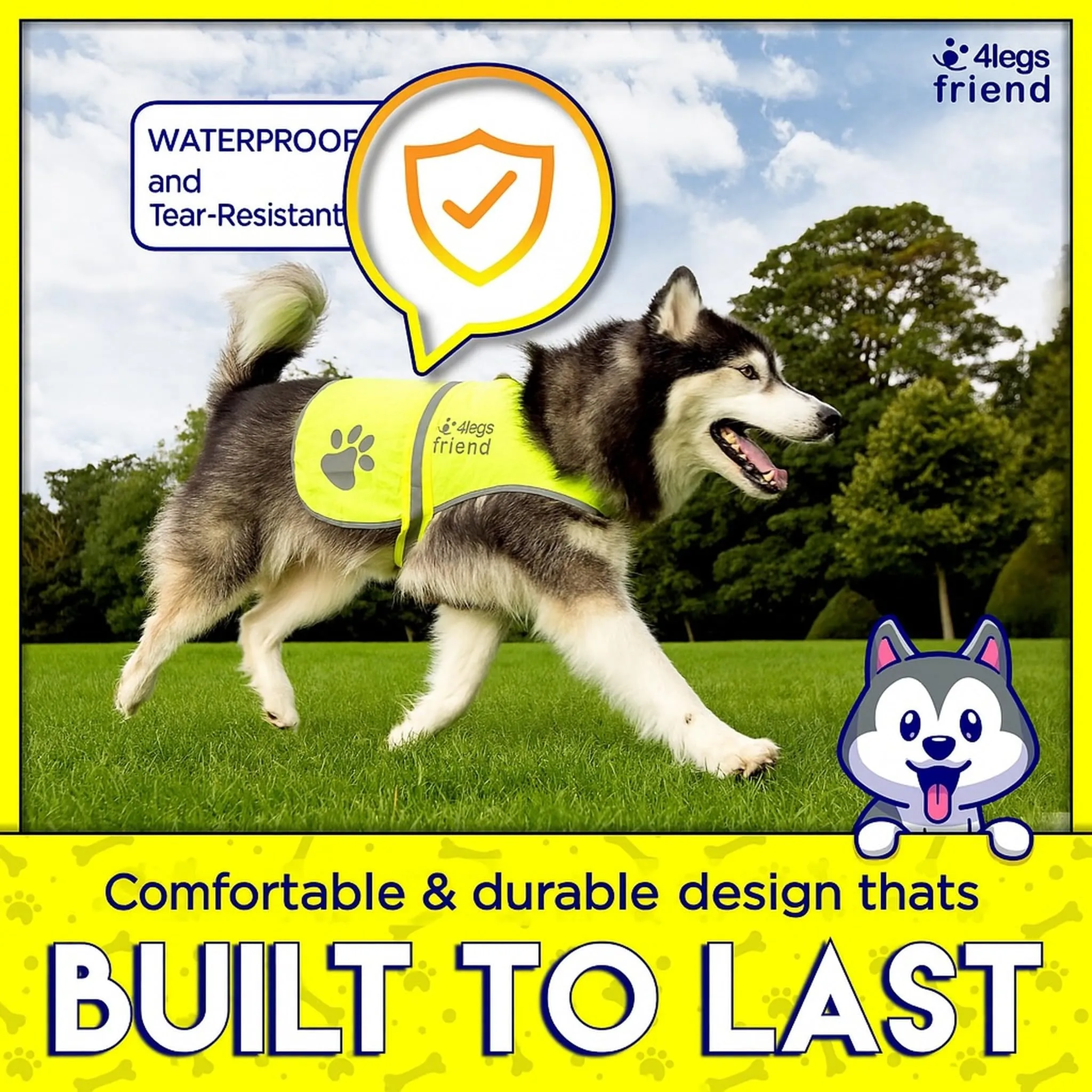 4LegsFriend Gilet riflettente per cane, Extra Small, Giallo - immagine 8