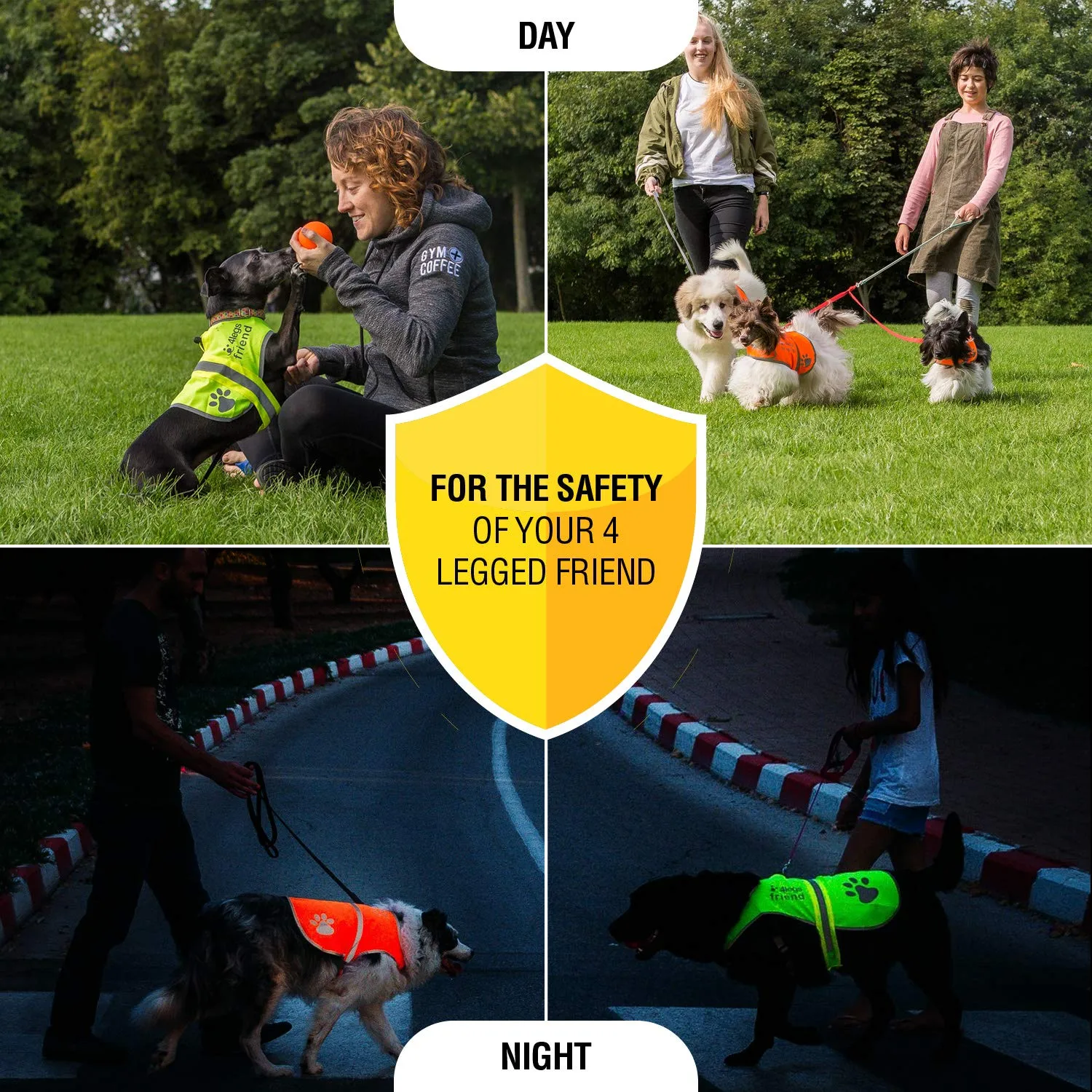 4LegsFriend Giubbotto Riflettente di Sicurezza per Cani, Giallo, Small - immagine 3