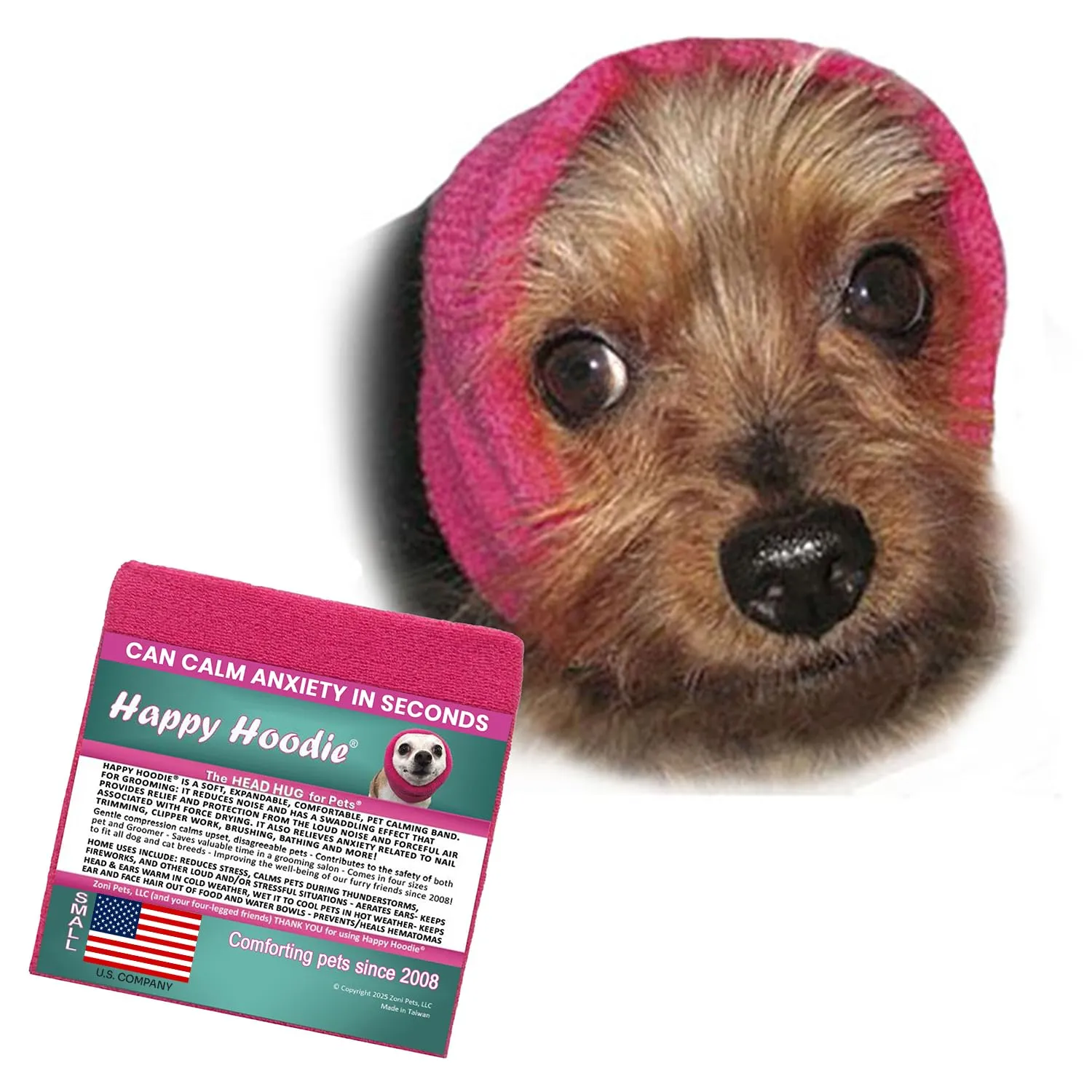 Zoni Pets Happy Hoodie Fascia Calmante per Cani e Gatti, Anti-Ansia e Protezione dal Rumore, S, Rosa - immagine 1
