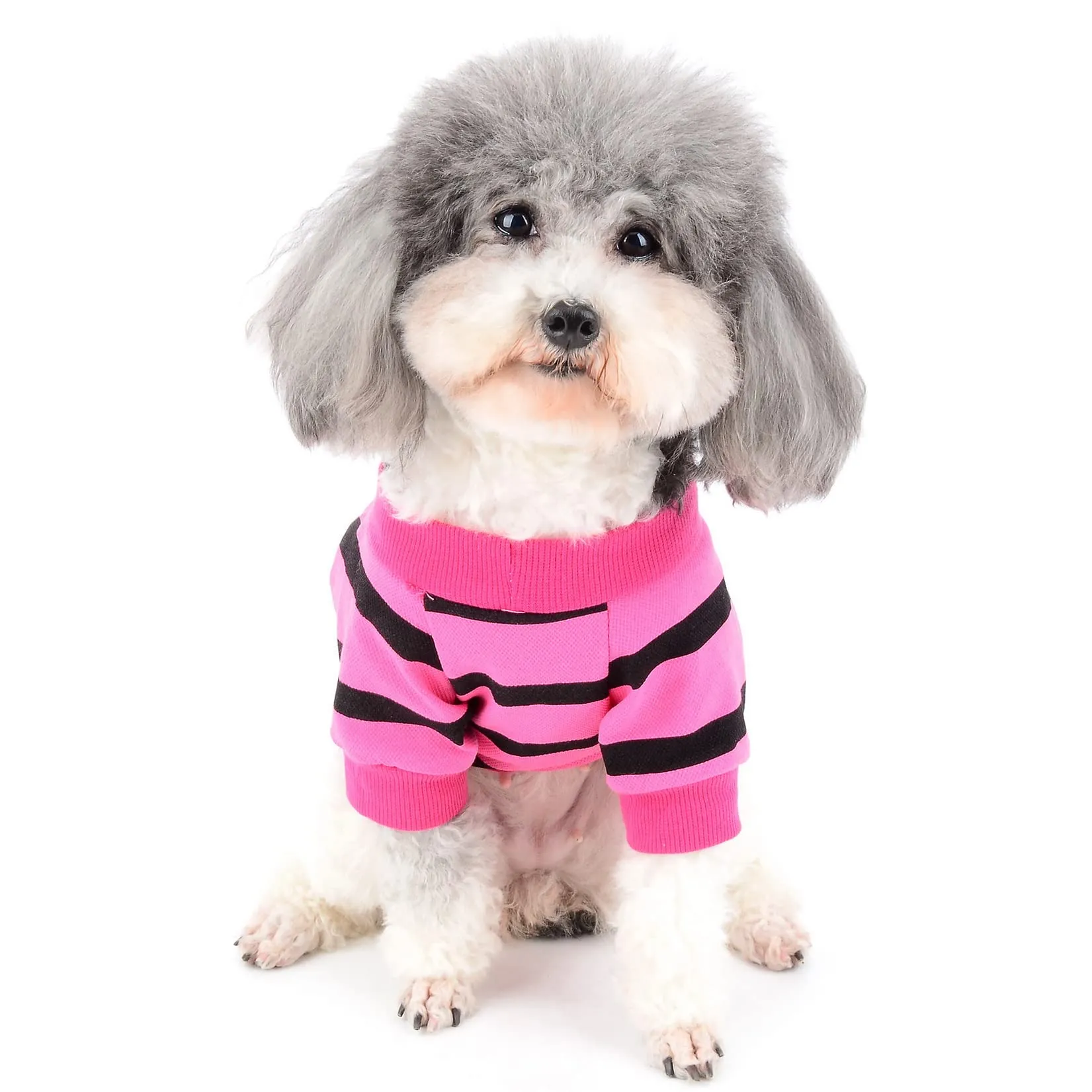 Zunea Magliette per Cani Piccola Taglia a Righe con Paillettes Cuore, Rosa, XL - immagine 7