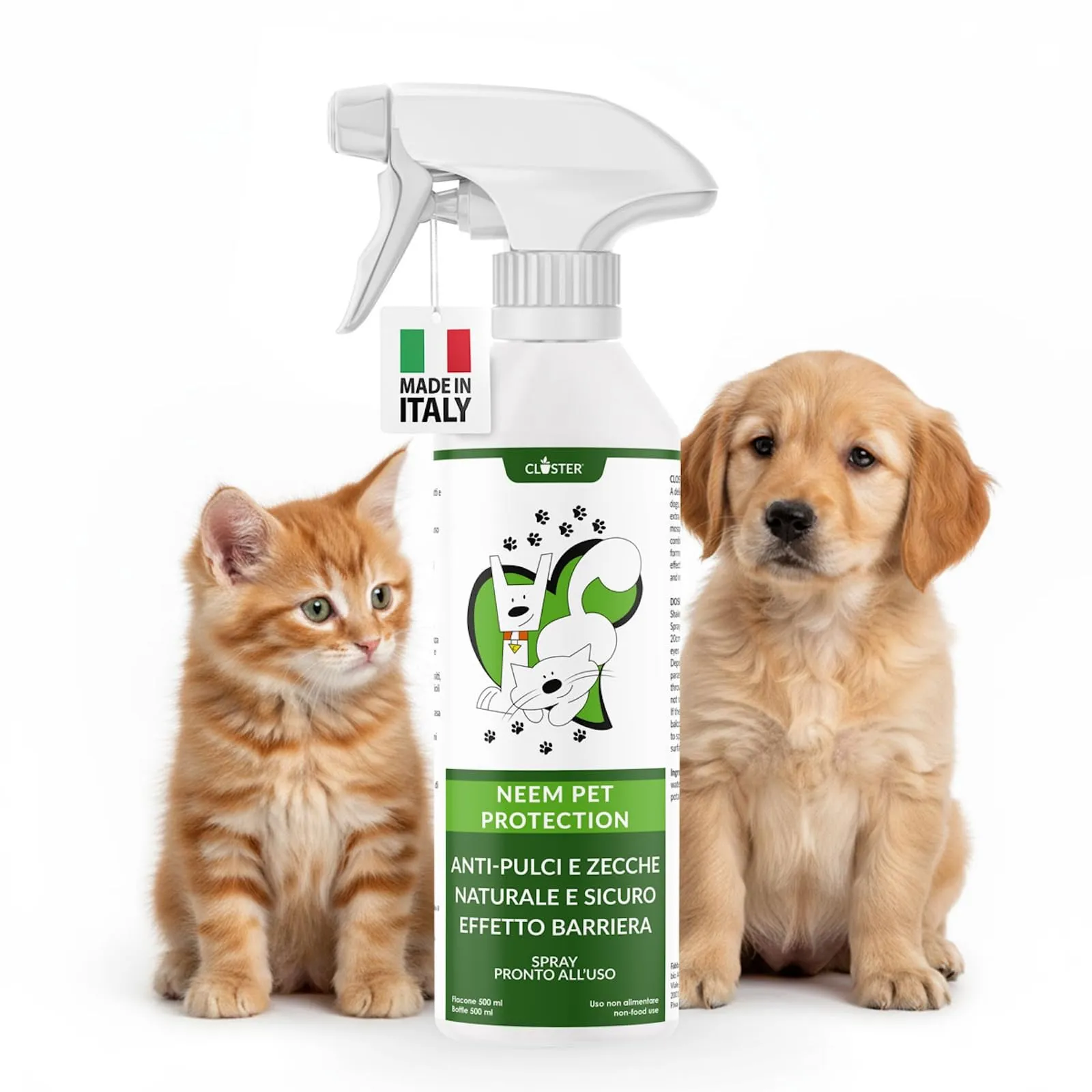 CLOSTER Neem Pet Protection Antiparassitario Cani e Gatti, Olio di Neem Spray, 500 ml - immagine 1
