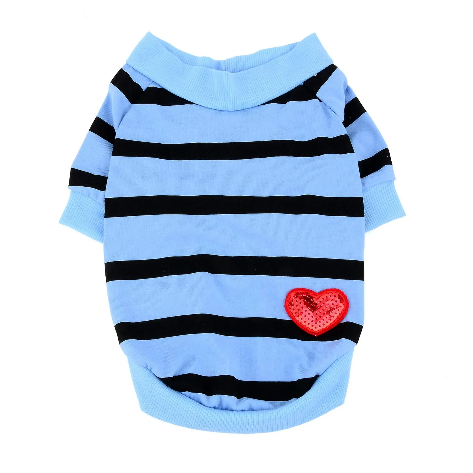 Zunea Magliette per Cani a Righe con Paillettes Cuore, Blu, XL - immagine 3