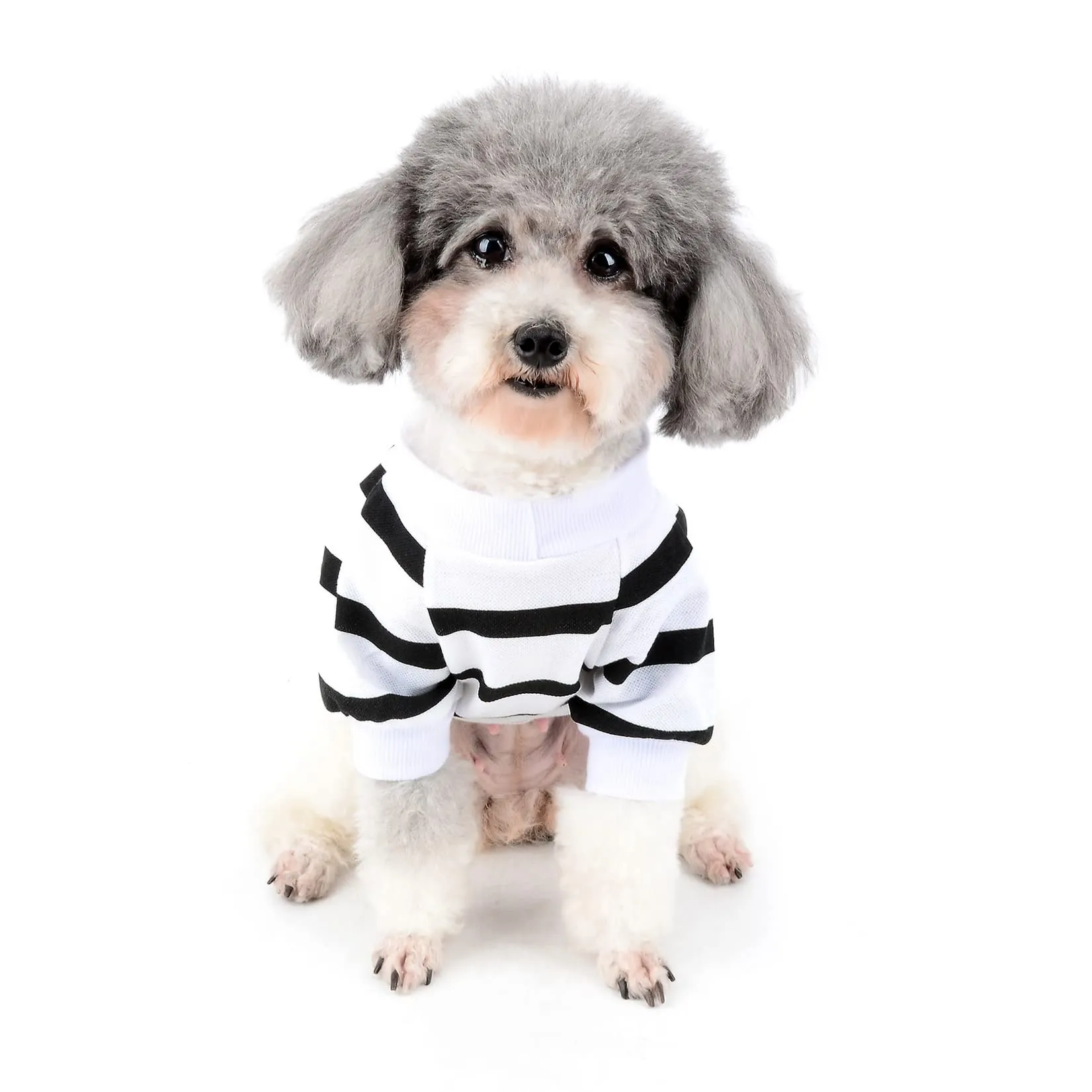 Zunea Magliette per Cani a Righe con Paillettes Cuore, Cotone, Bianco, S - immagine 7