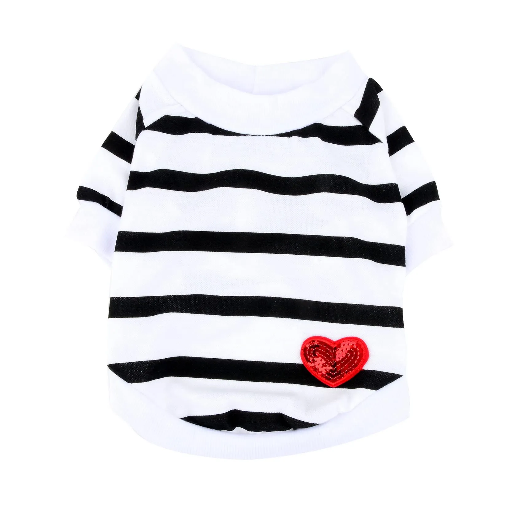 Zunea Magliette per Cani a Righe con Paillettes Cuore in Cotone, Bianco, XL - immagine 3