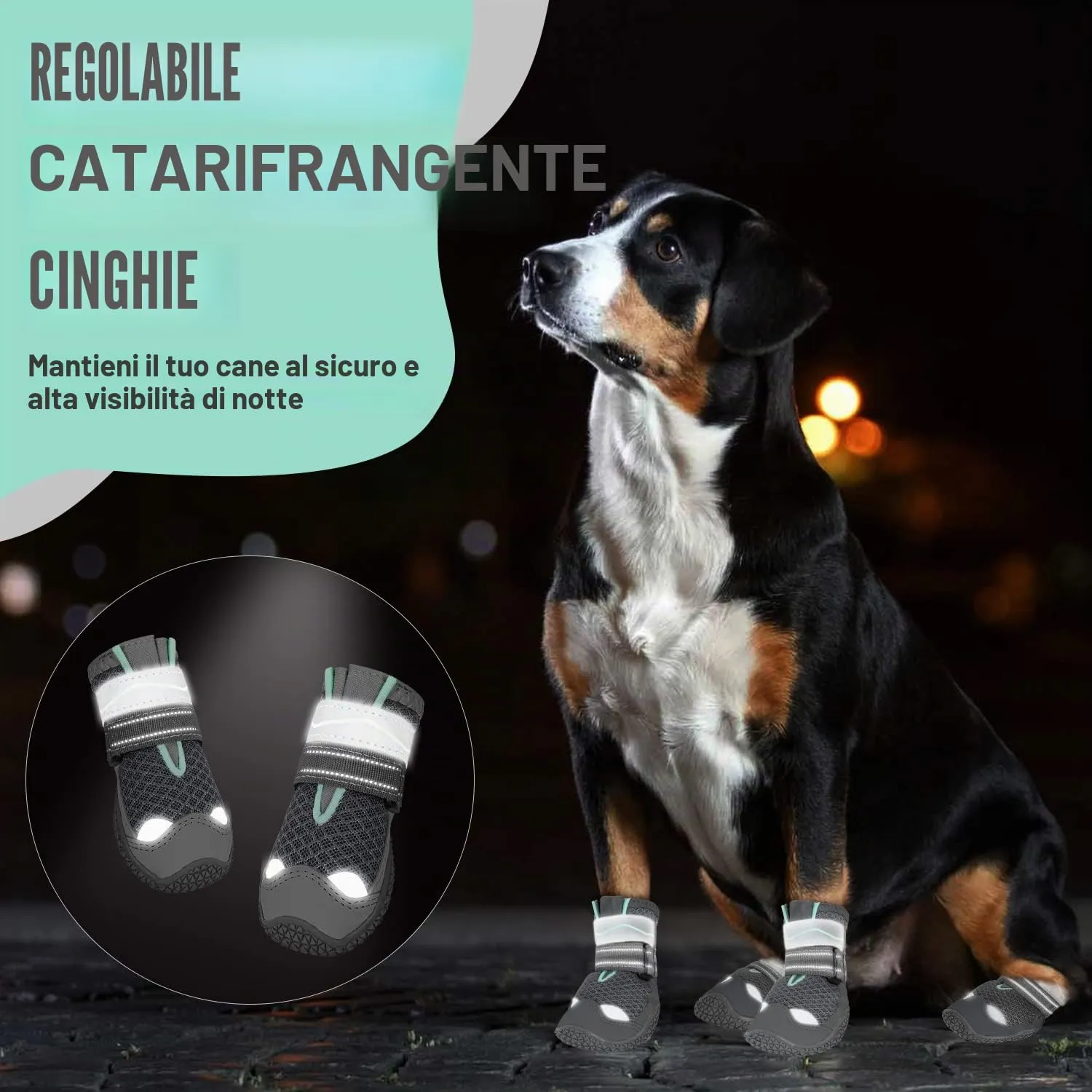 SlowTon Stivali per Cani Traspiranti, Antiscivolo e Riflettenti, Regolabili e Lavabili, Taglia 7 - immagine 5