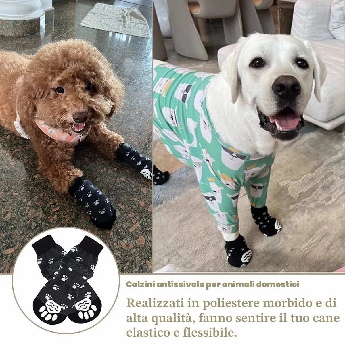 Tsathoggua Calzini Antiscivolo Regolabili per Cani, Controllo Trazione Interno - immagine 4