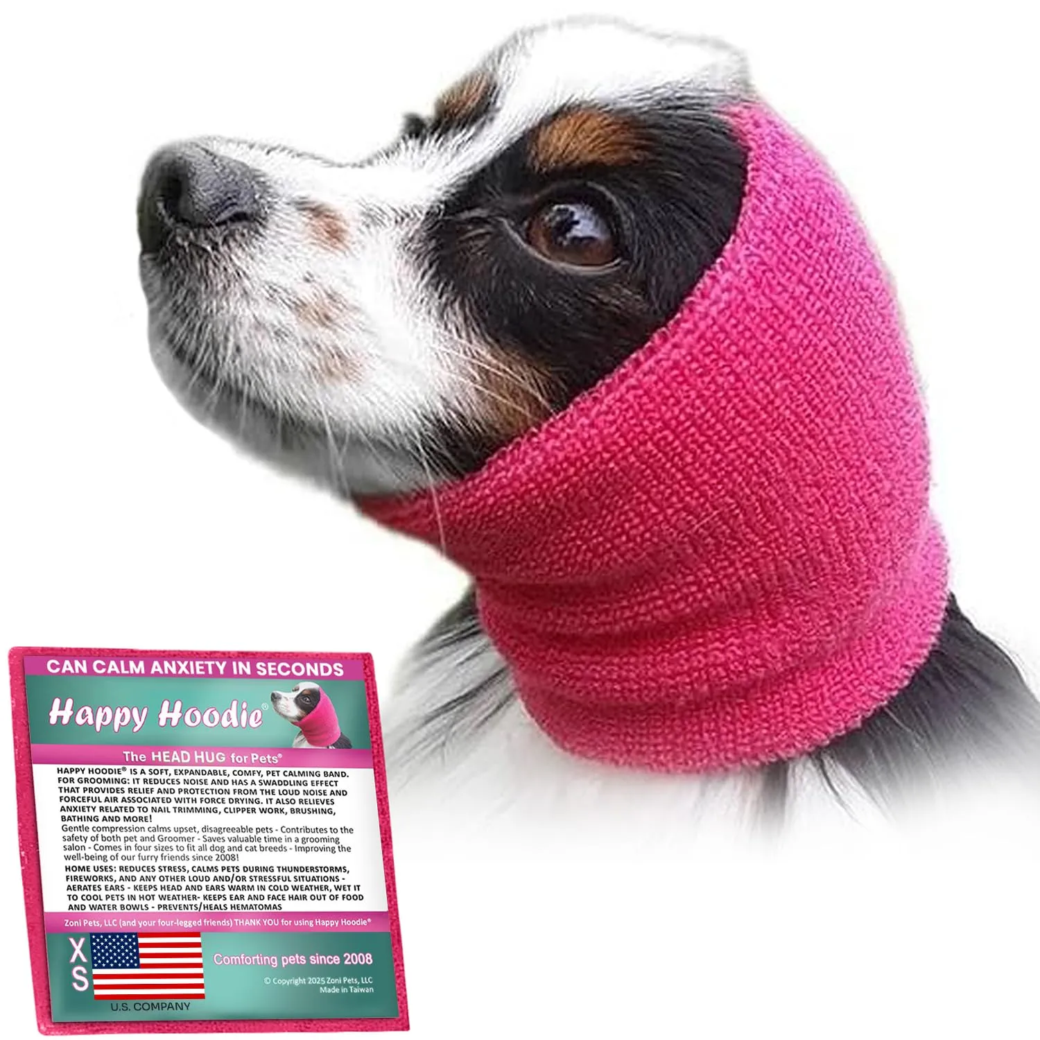 ZONI PETS Happy Hoodie Fascia Calmante Anti-Ansia per Cani e Gatti, XS, Rosa - immagine 1