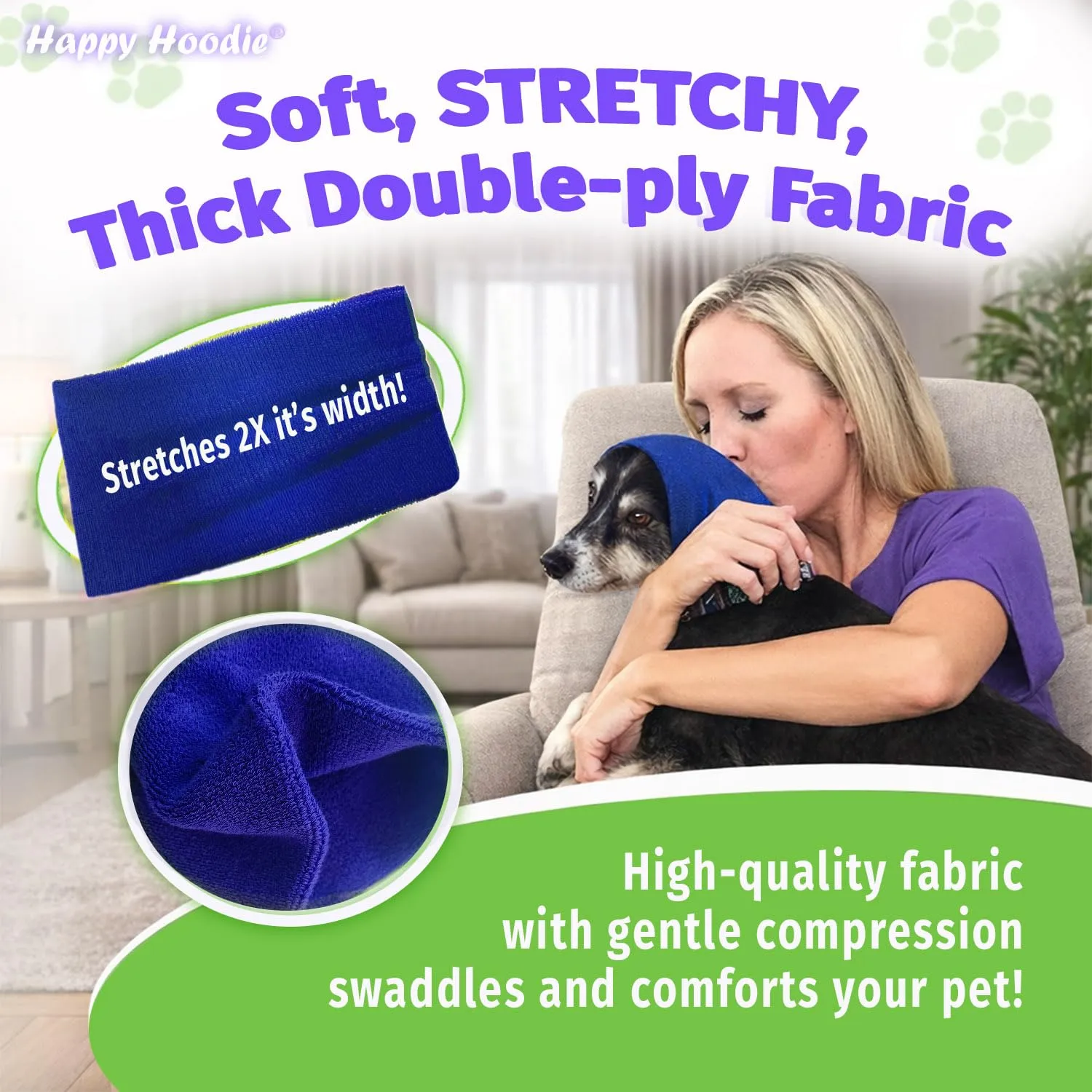ZONI PETS Happy Hoodie Fascia Calmante per Cani e Gatti, Anti-Ansia e Protezione dal Rumore (XS, Azzurro) - immagine 7