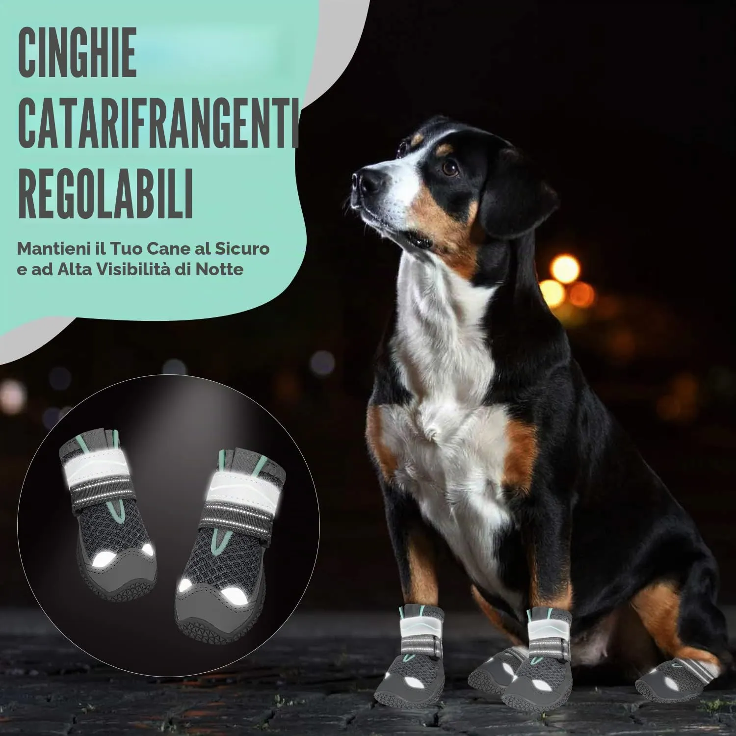 SlowTon Stivali per Cani Traspiranti e Antiscivolo con Striscia Riflettente, Taglia 8 - immagine 6