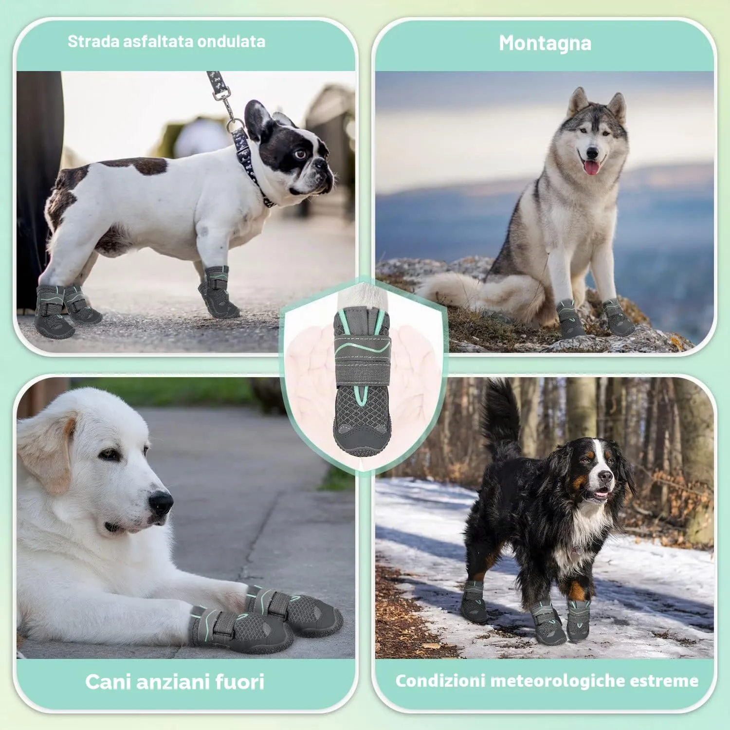 SlowTon Stivali per Cani Traspiranti e Antiscivolo con Striscia Riflettente, Taglia 8 - immagine 8