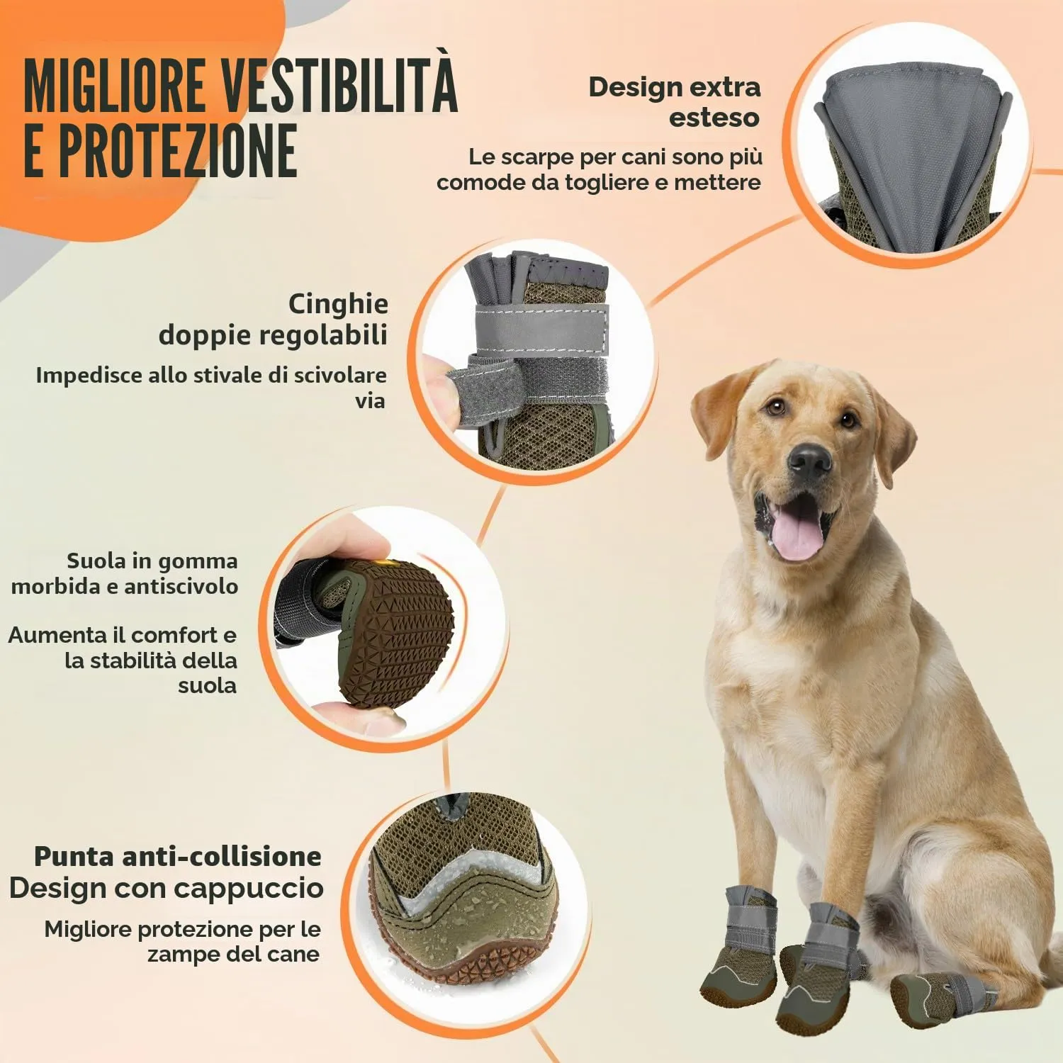 SlowTon Stivali per Cani Traspiranti e Antiscivolo con Striscia Riflettente, Taglia 3 - immagine 5