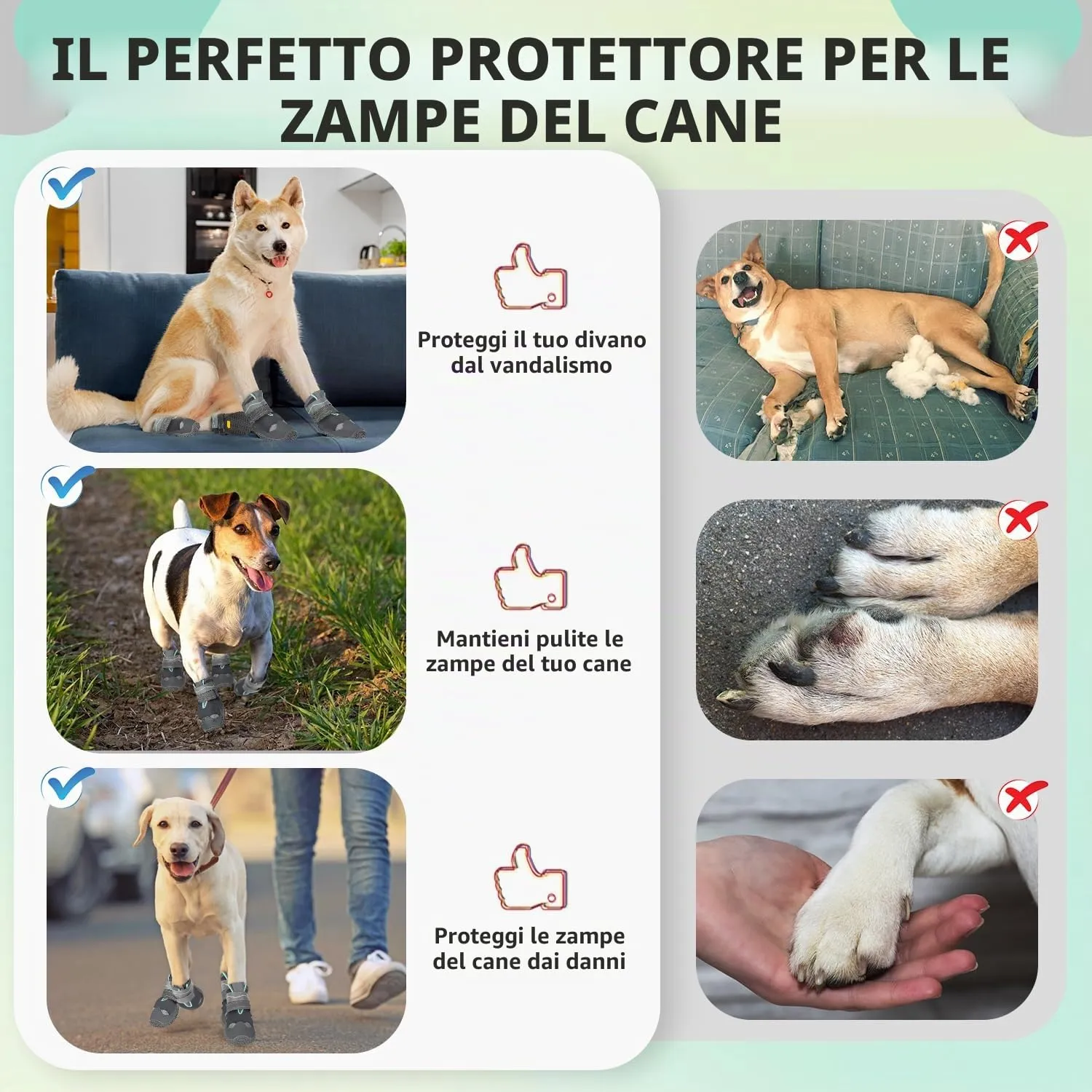 SlowTon Scarpe Protezione Zampe per Cani, Impermeabili con Suola Antiscivolo e Chiusura Regolabile Riflettente, Stivali Invernali - immagine 7