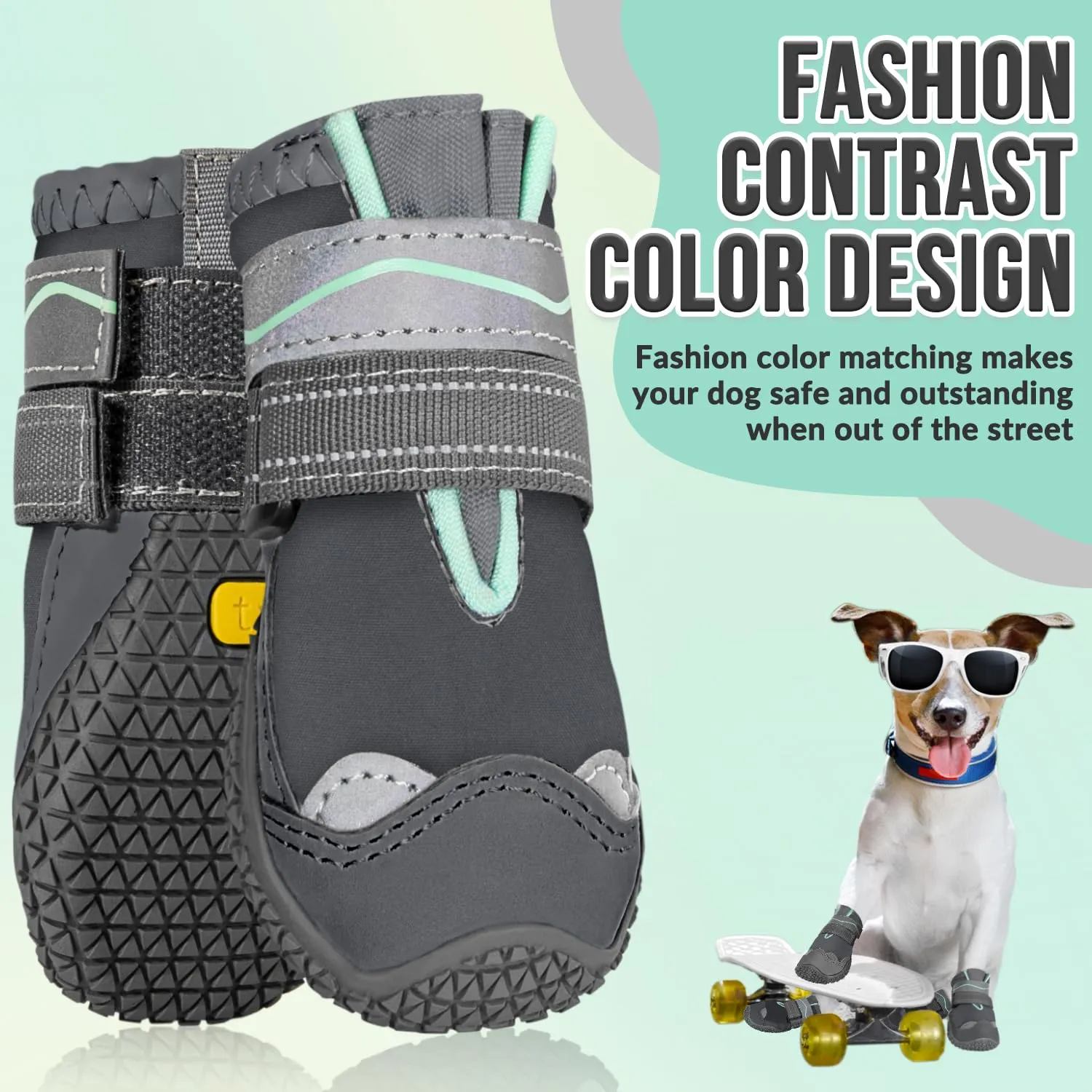 SlowTon Scarpe Protezione Zampe per Cani Impermeabili con Suola Antiscivolo e Chiusura Regolabile Riflettente, Stivali Invernali - immagine 3