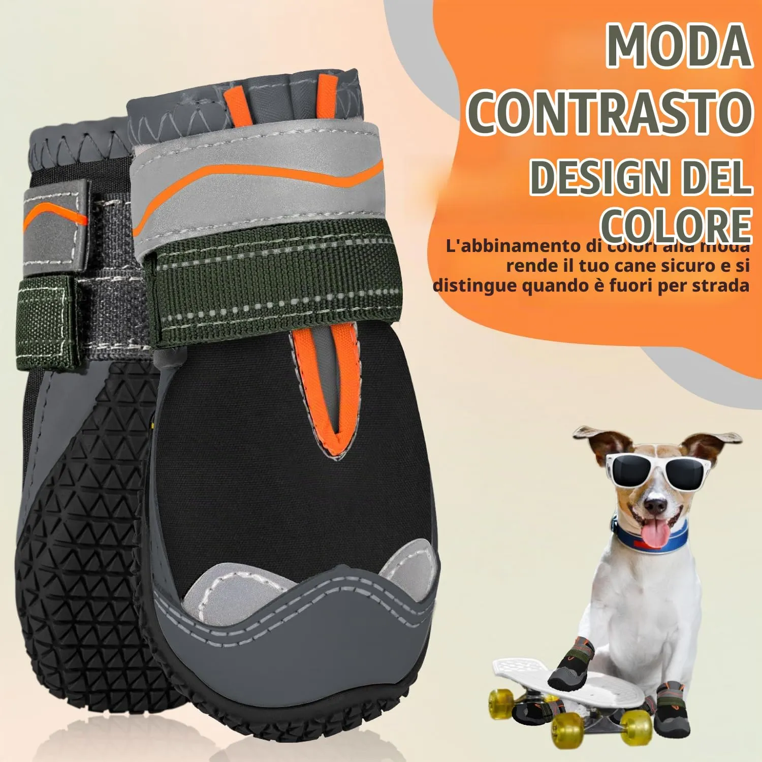 SlowTon Scarpe Protezione Zampe per Cani, Impermeabili con Suola Antiscivolo e Chiusura Regolabile Riflettente, Stivali Invernali, Nero, Taglia 3 - immagine 3