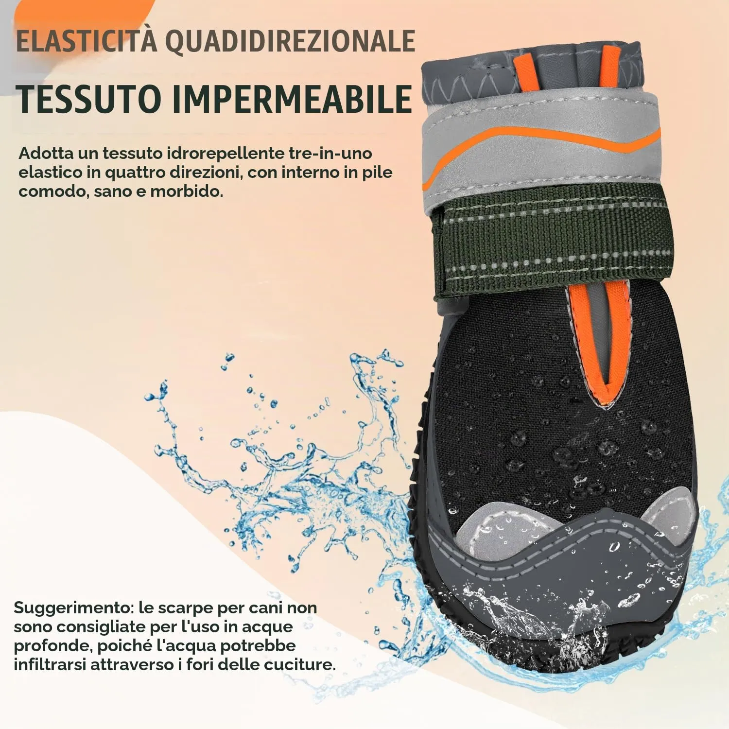 SlowTon Scarpe Protezione Zampe per Cani, Impermeabili con Suola Antiscivolo e Chiusura Regolabile Riflettente, Stivali Invernali, Nero, Taglia 3 - immagine 4