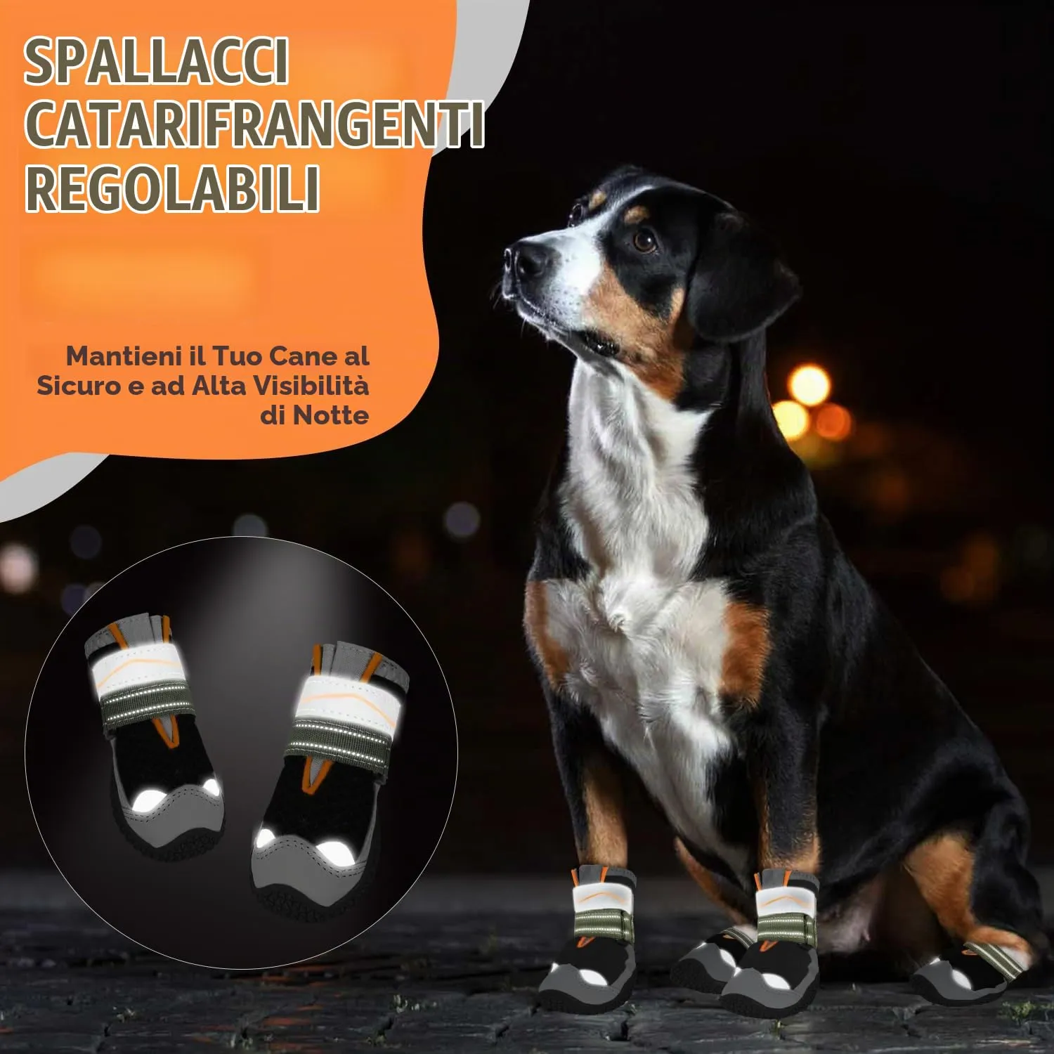 SlowTon Scarpe Protezione Zampe per Cani, Impermeabili con Suola Antiscivolo e Chiusura Regolabile Riflettente, Stivali Invernali, Nero, Taglia 3 - immagine 6
