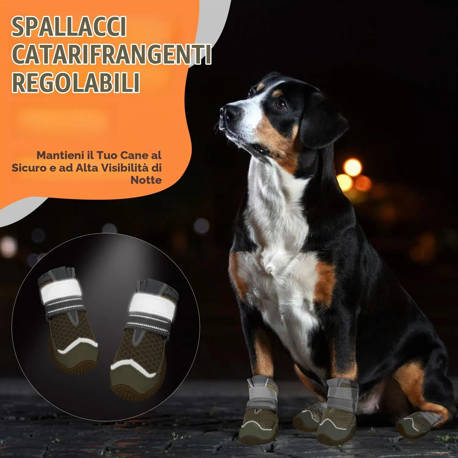 SlowTon Stivali per Cani Traspiranti e Antiscivolo con Striscia Riflettente, Taglia 4 - immagine 6