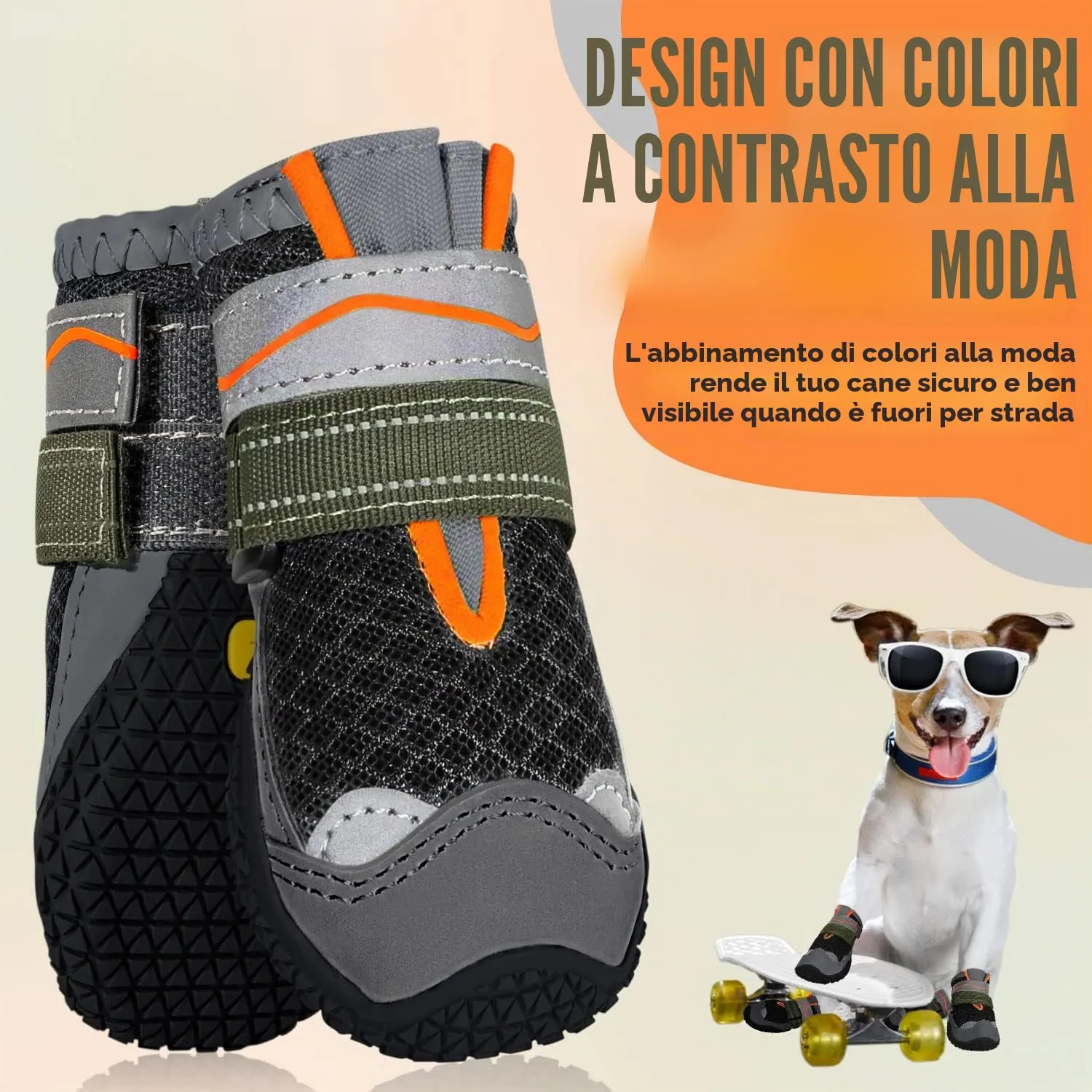 SlowTon Stivali per Cani Traspiranti, Antiscivolo e Riflettenti, Lavabili con Doppia Chiusura Regolabile, Taglia 1 - immagine 3