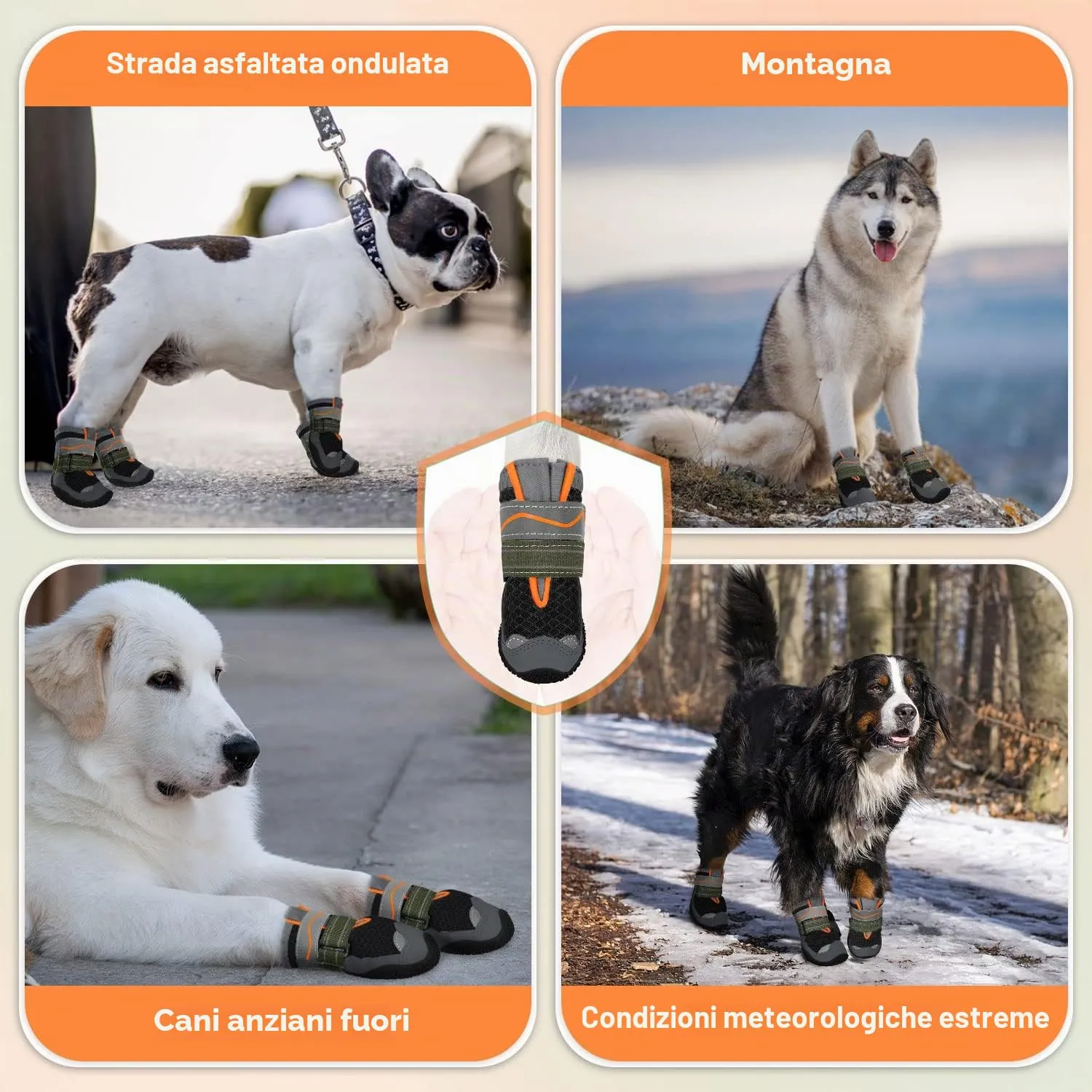 SlowTon Stivali per Cani Traspiranti e Antiscivolo con Striscia Riflettente, Taglia 0, Nero - immagine 8