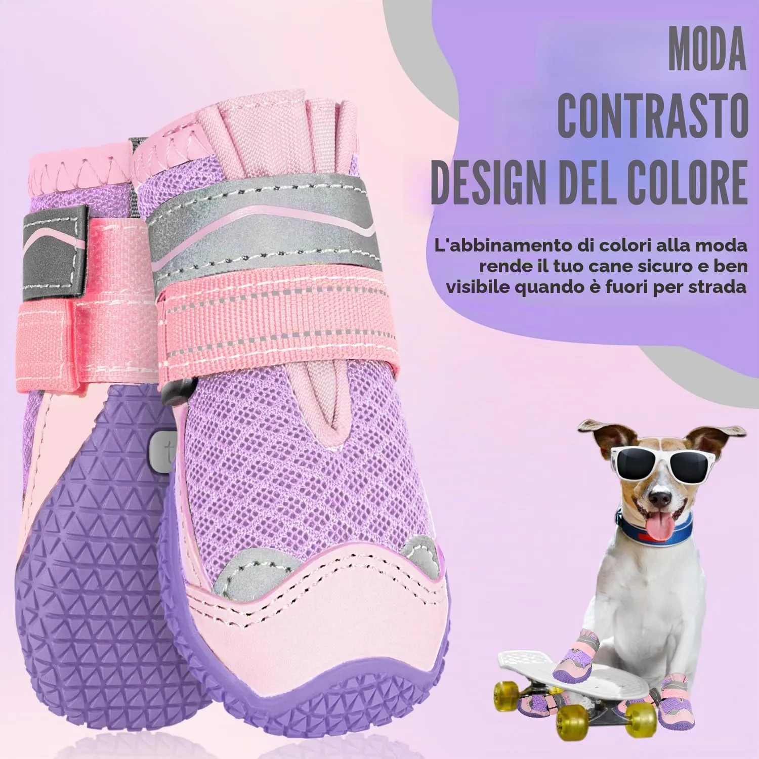SlowTon Stivali per Cani Traspiranti, Antiscivolo e Riflettenti, Regolabili e Lavabili, Taglia 5 - immagine 3