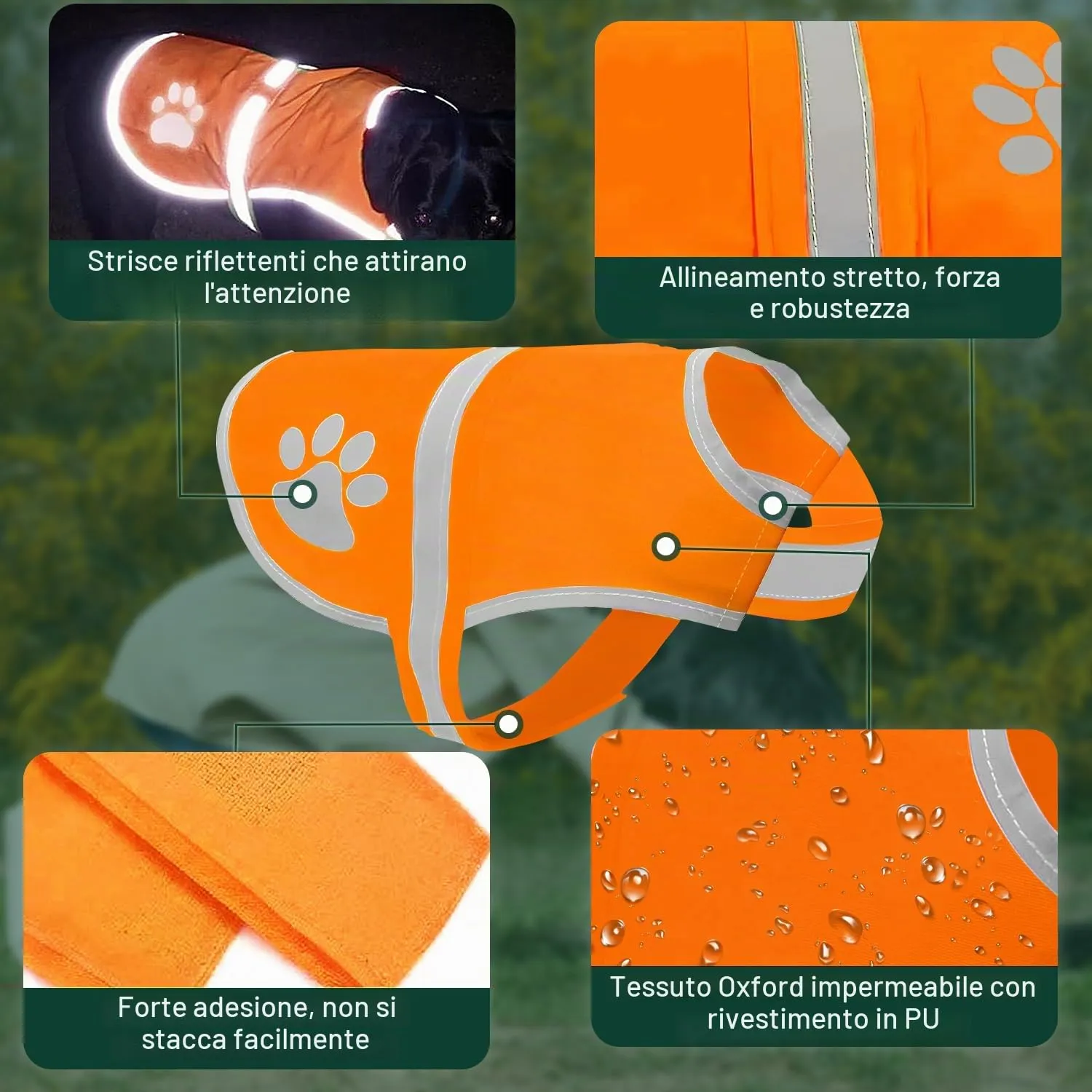 Voarge Gilet di Sicurezza Riflettente per Cani, Arancione, M - immagine 4