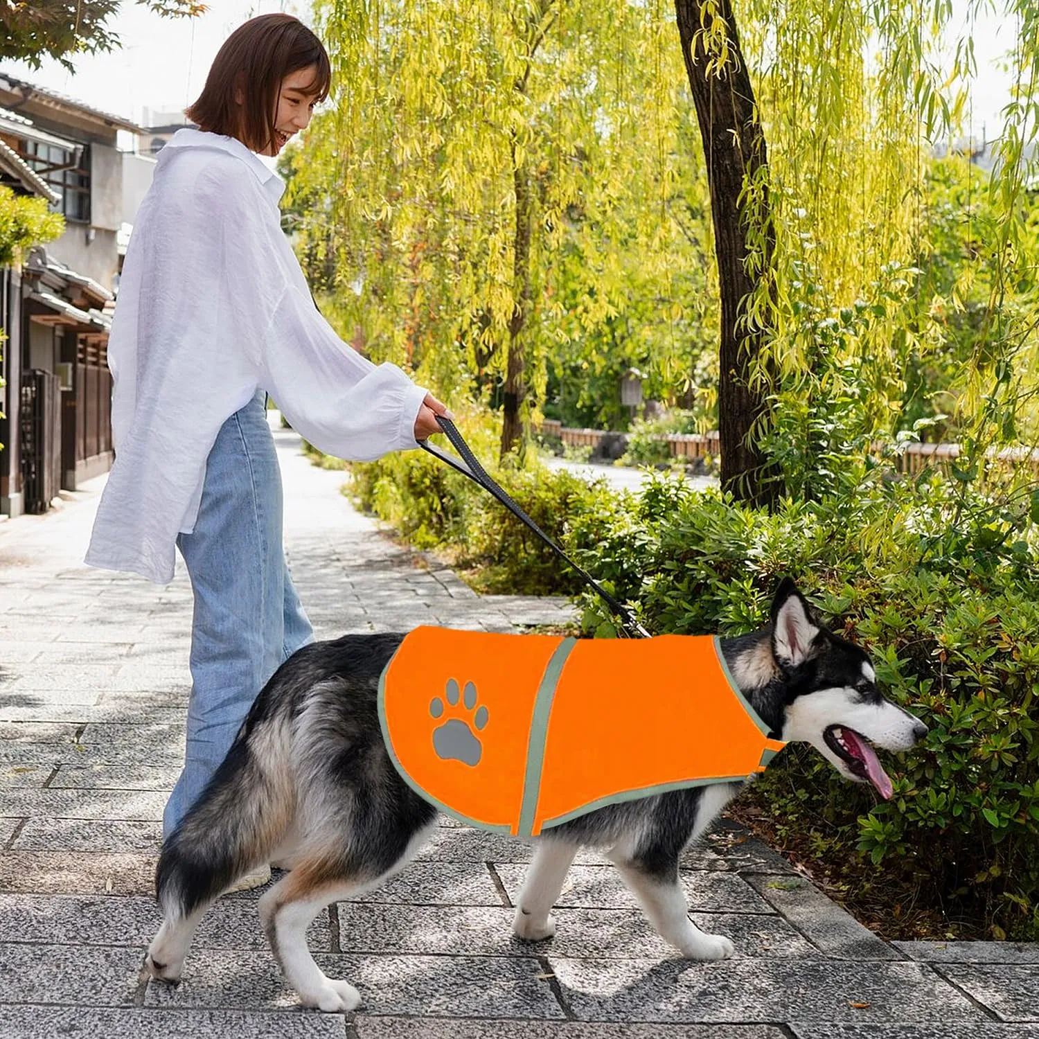 Voarge Gilet di Sicurezza Riflettente per Cani, Alta Visibilità, Arancione, L - immagine 7