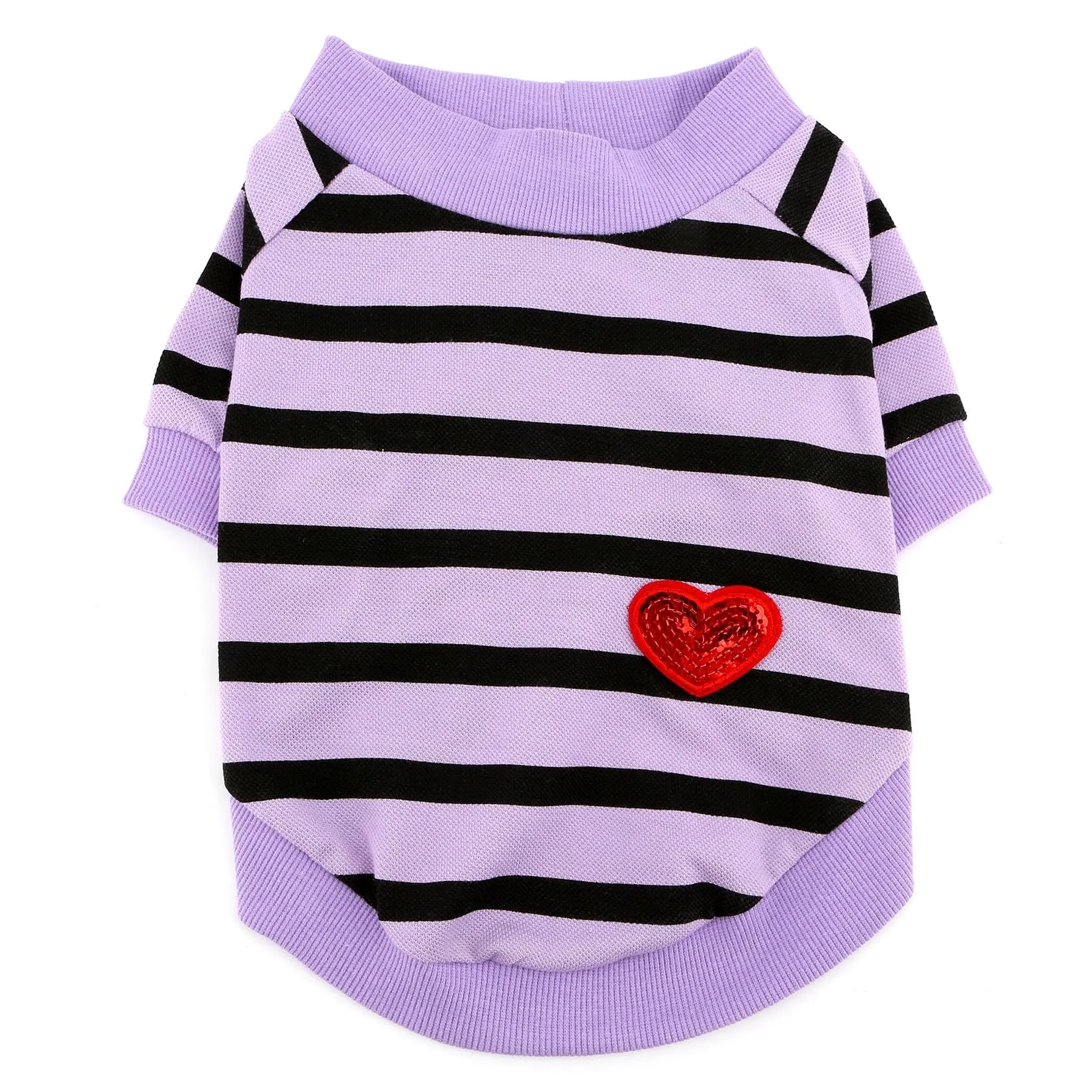 Zunea Magliette per Cani Piccola Taglia a Righe con Paillettes Cuore, Cotone, Viola, XS - immagine 5