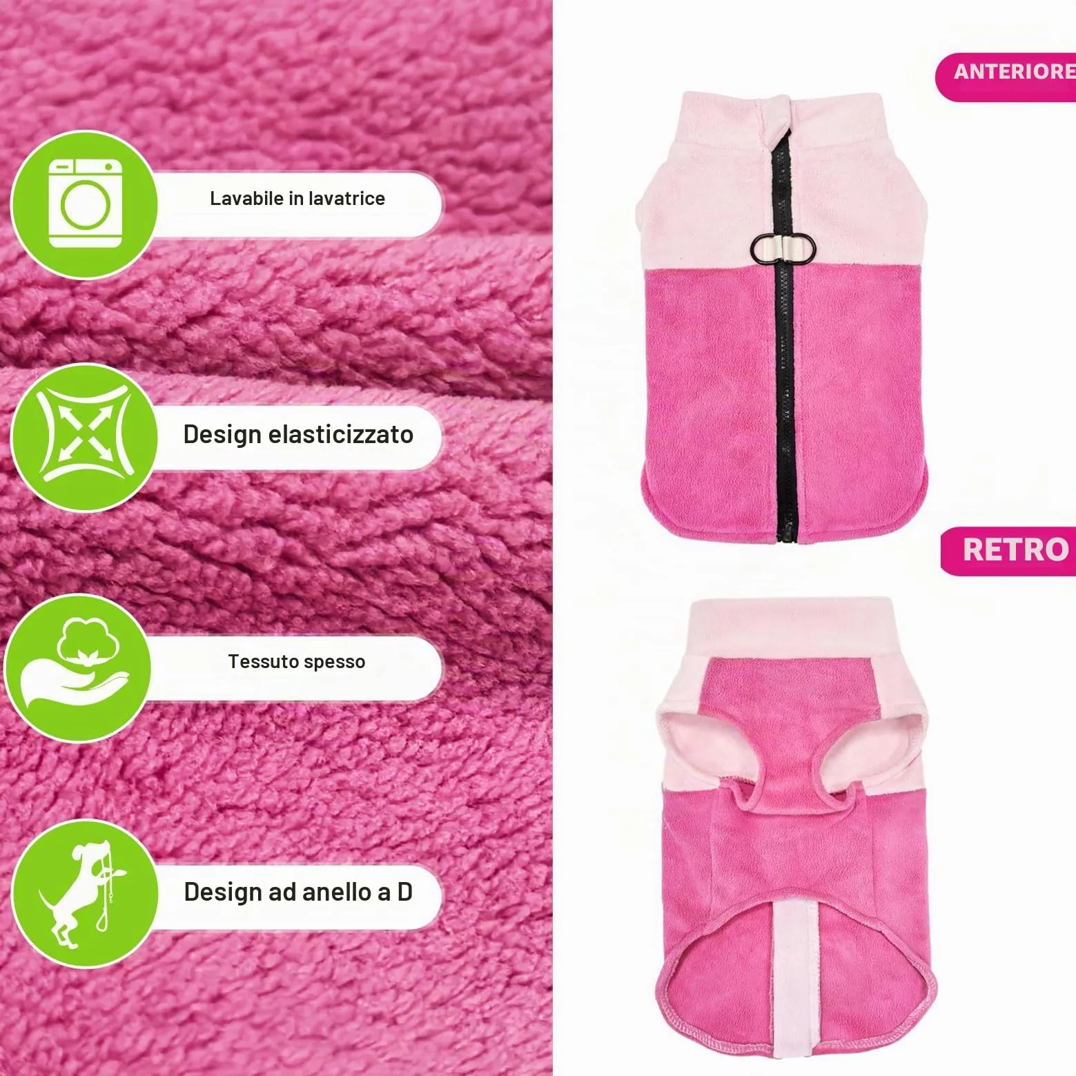Oslueidy Cappotto in pile con cappuccio per cani (Rosa, XL) - immagine 5