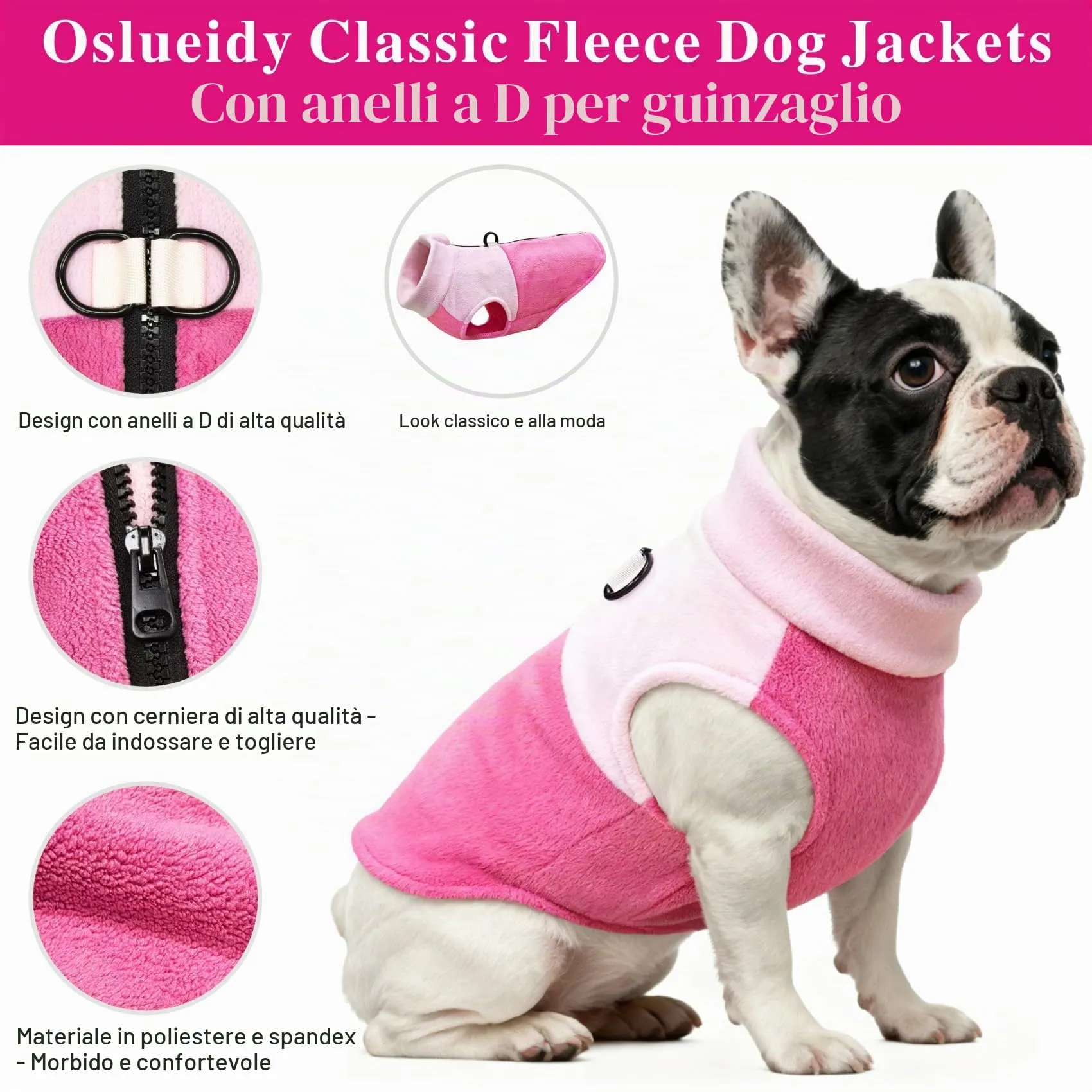 Oslueidy Cappotto in pile con cappuccio per cani (Rosa, XL) - immagine 7