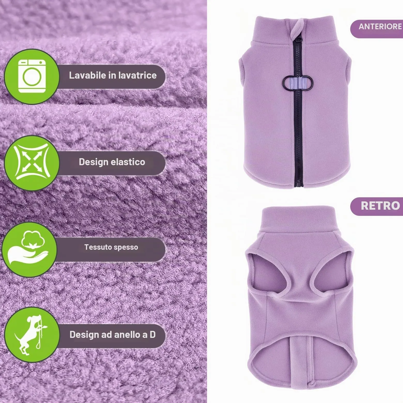 Oslueidy Cappotto in Pile con Cappuccio per Cani, Violetta, XS - immagine 6