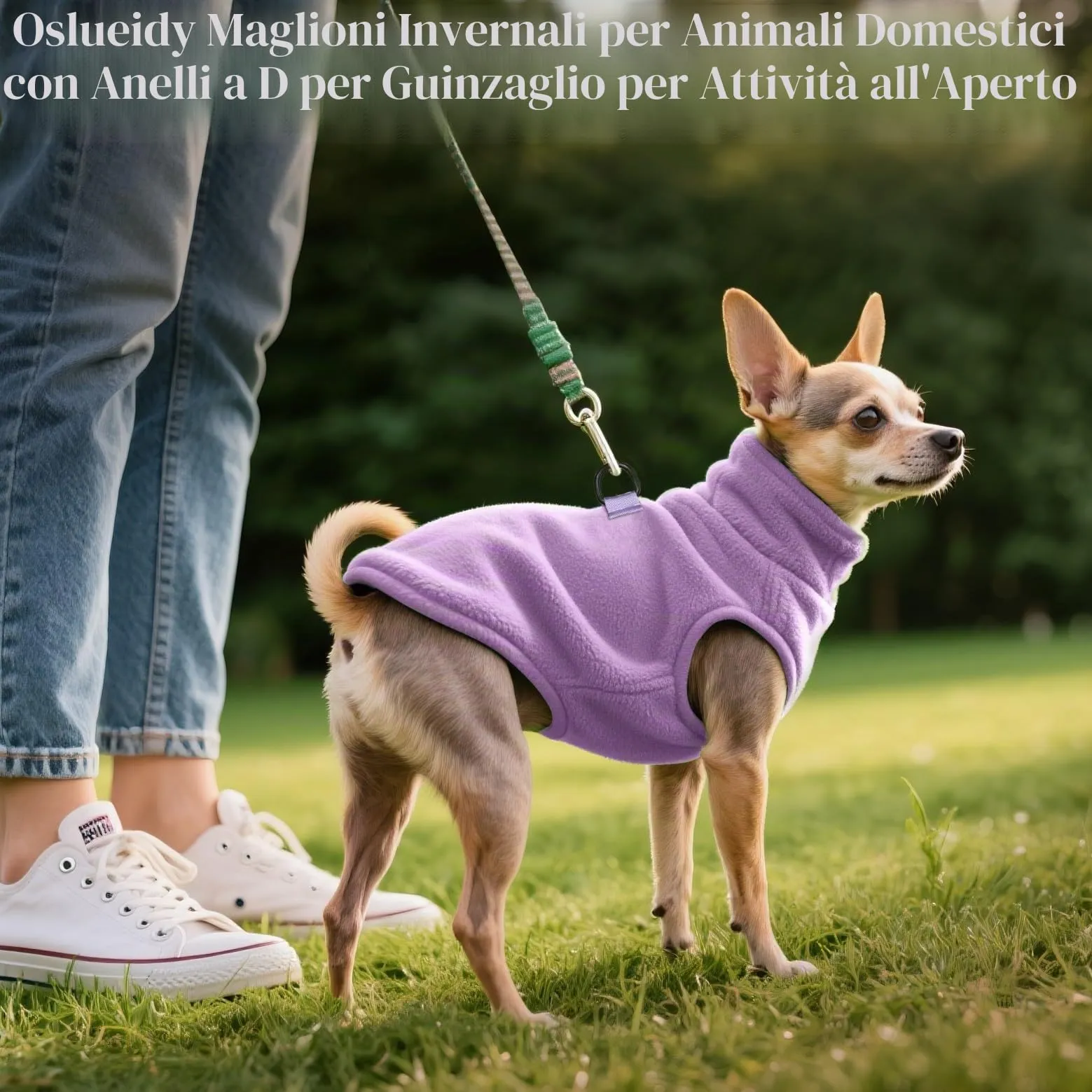 Oslueidy Cappotto in pile con cappuccio per cani, Violetta, XXL - immagine 5