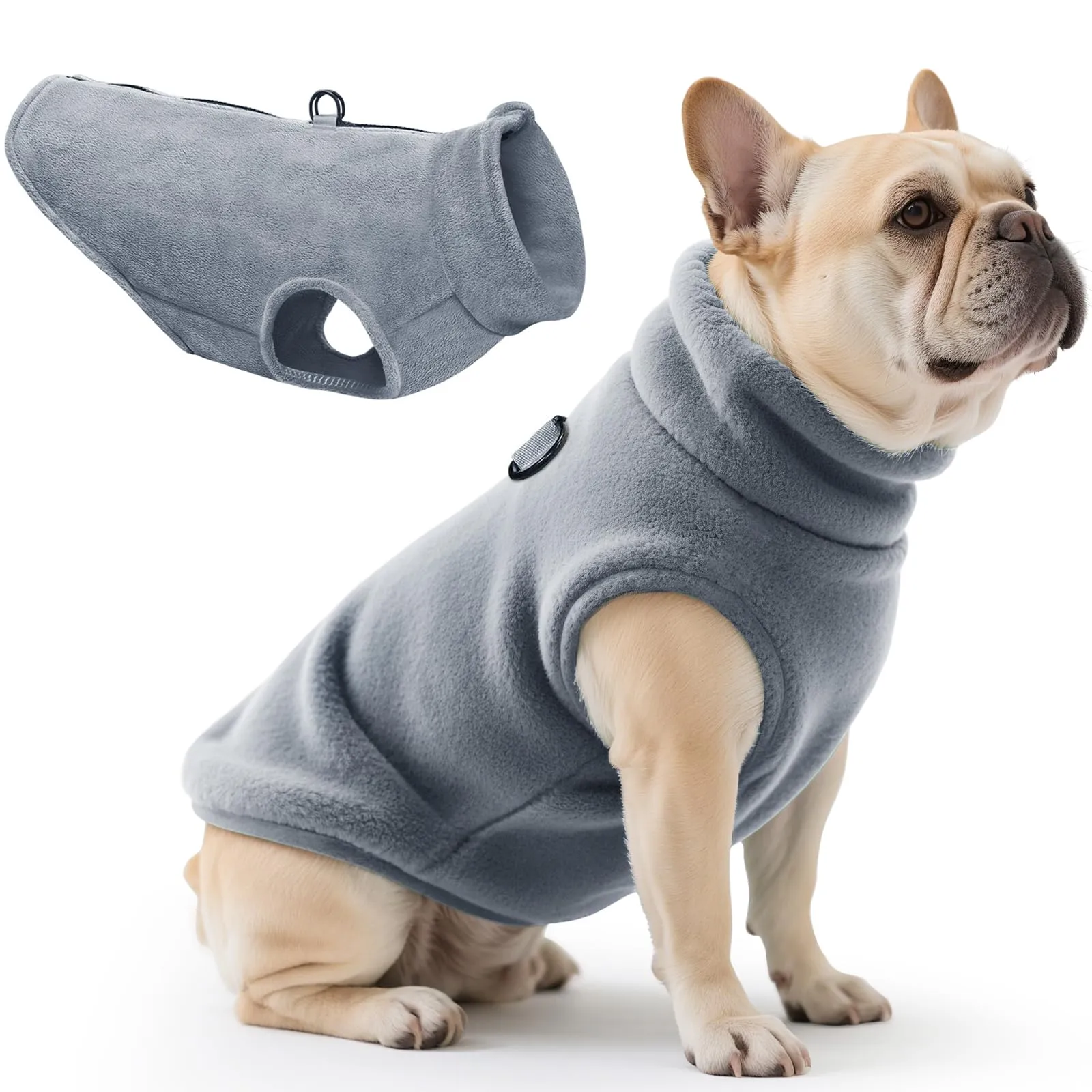 Oslueidy Cappotto in Pile con Cappuccio per Cani, Grigio, S - immagine 1