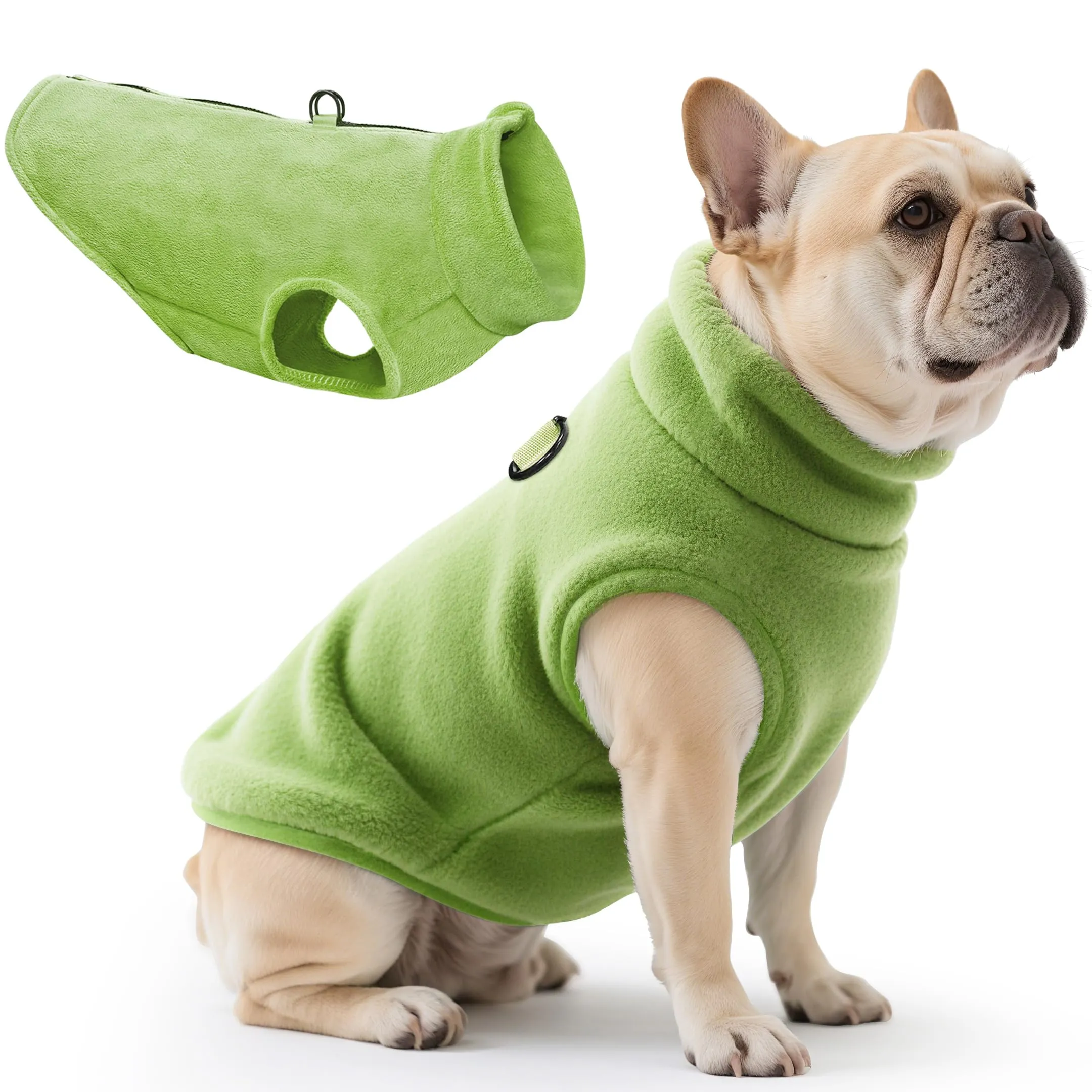 Oslueidy Cappotto in pile con cappuccio per cani, Verde, S - immagine 1