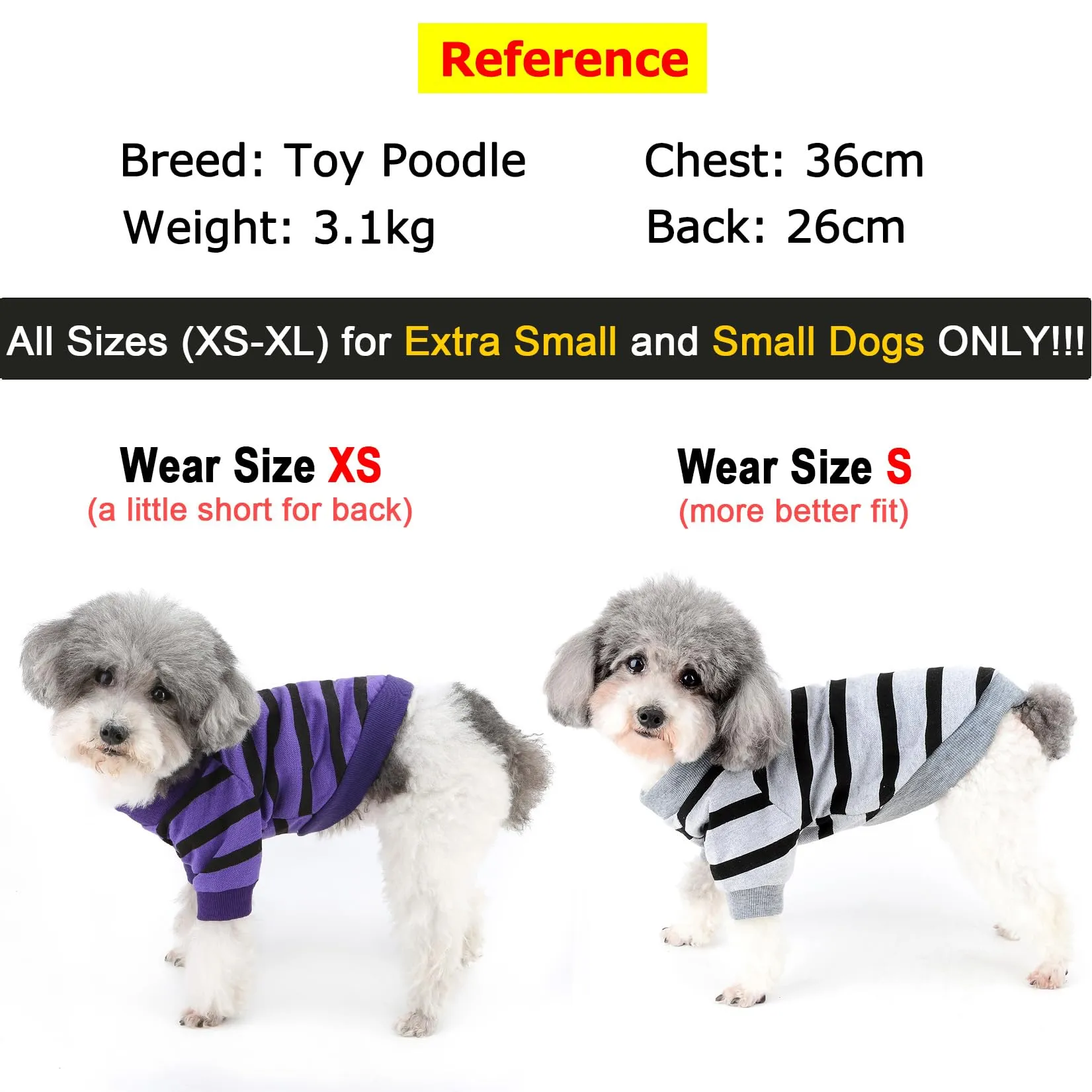 Zunea T-shirt estiva a righe con paillettes a cuore per cani di piccola taglia, Prugna, XS - immagine 6
